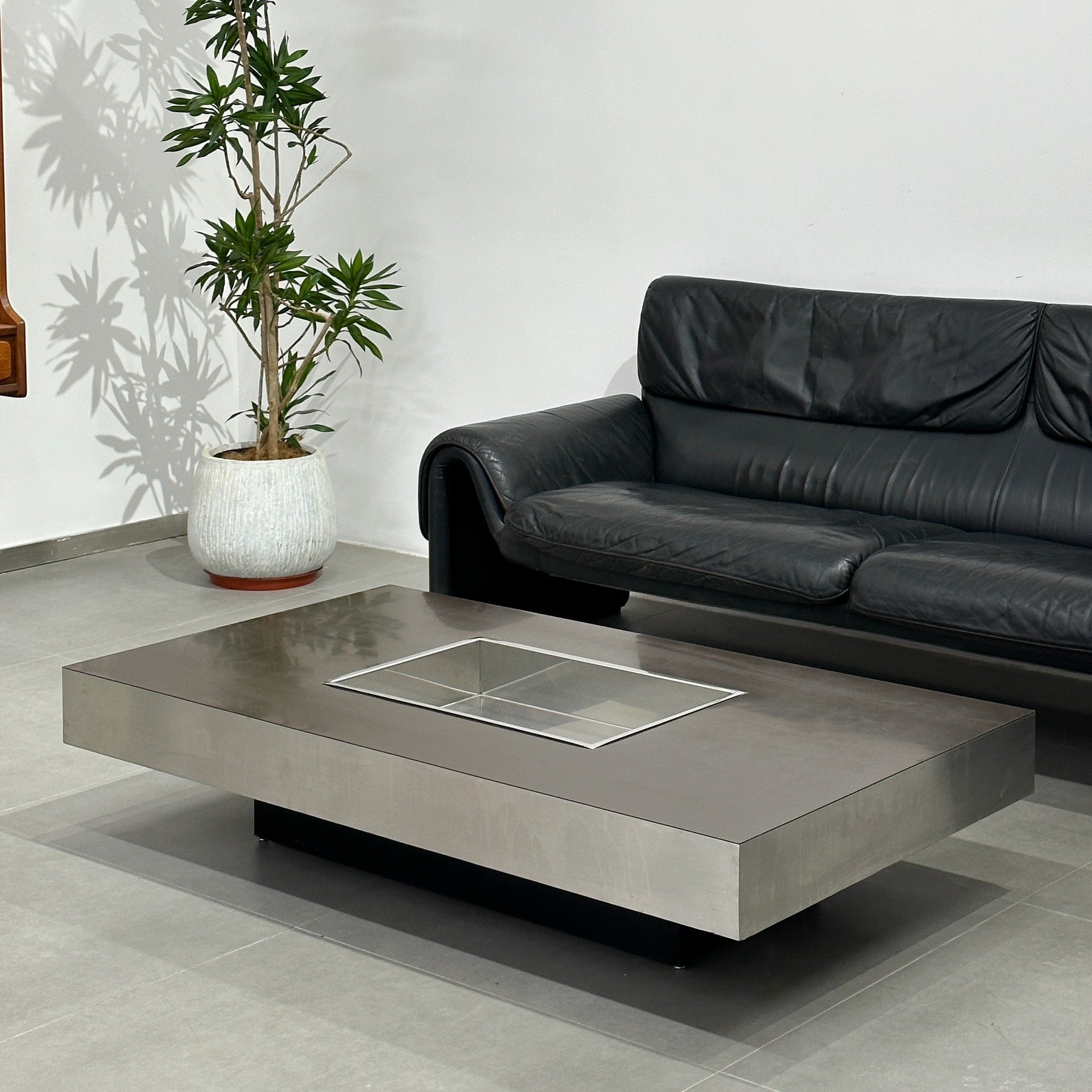 Italian Used Coffee Table: Metal Geometric Design by Willy Rizzo