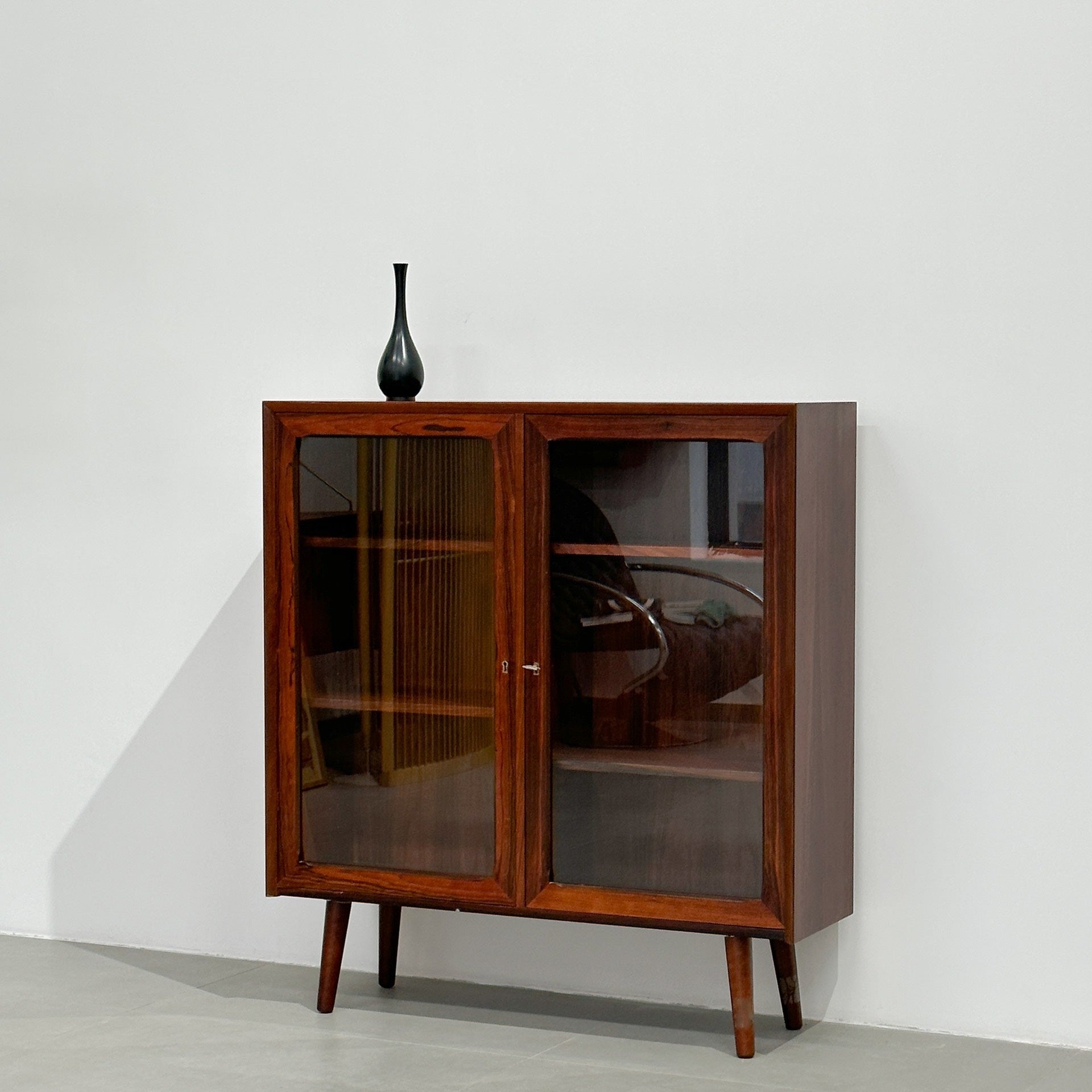 Danish Rosewood Glass Display Bookcase by Poul Hundevad