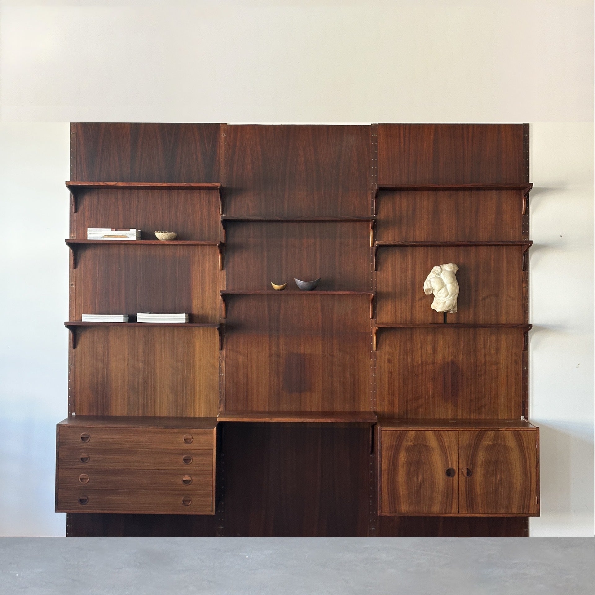 Danish Teak Wall System Bookshelf Writing Desk by Designer