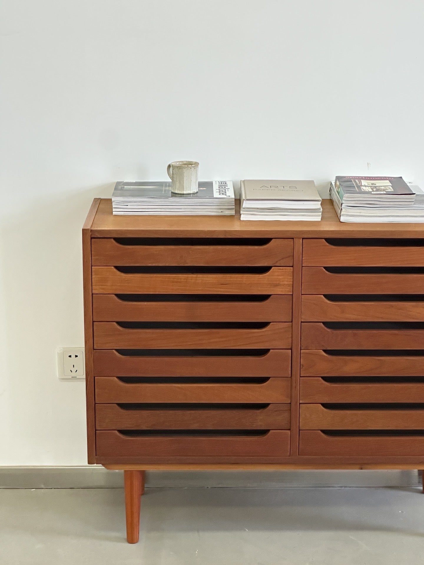 Danish Storage Cabinet: Teak Filing Cabinet by Designer
