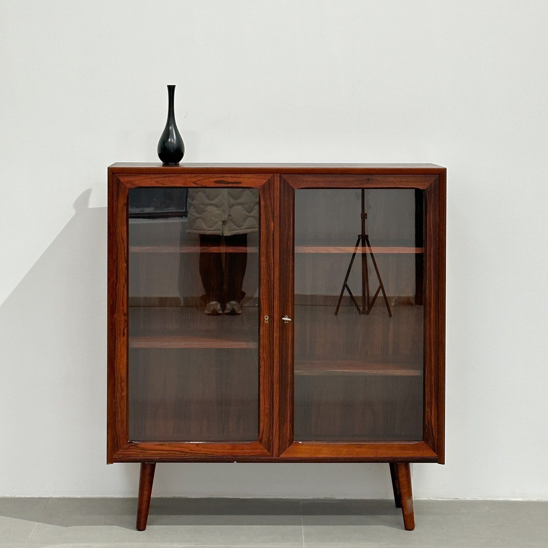 Danish Rosewood Glass Display Bookcase by Poul Hundevad