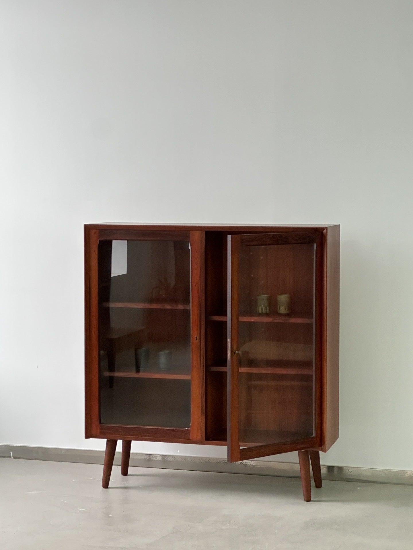 Danish Rosewood Glass Display Bookcase by Poul Hundevad