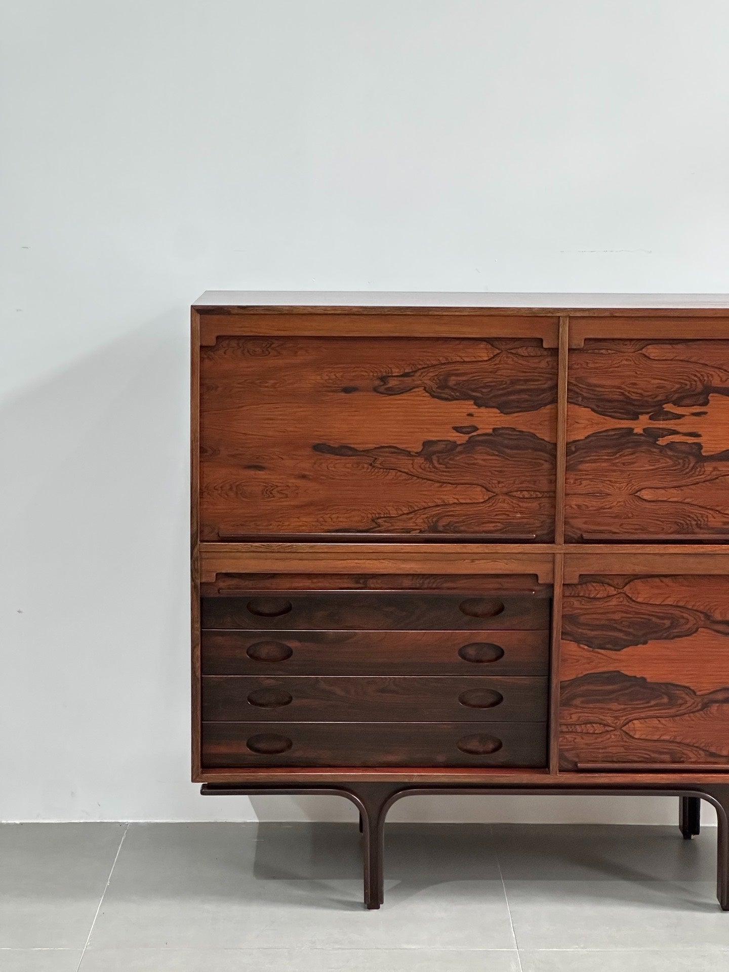 Designer Sideboard with Rosewood Roller Shutter Door by Gianfranco Frattini