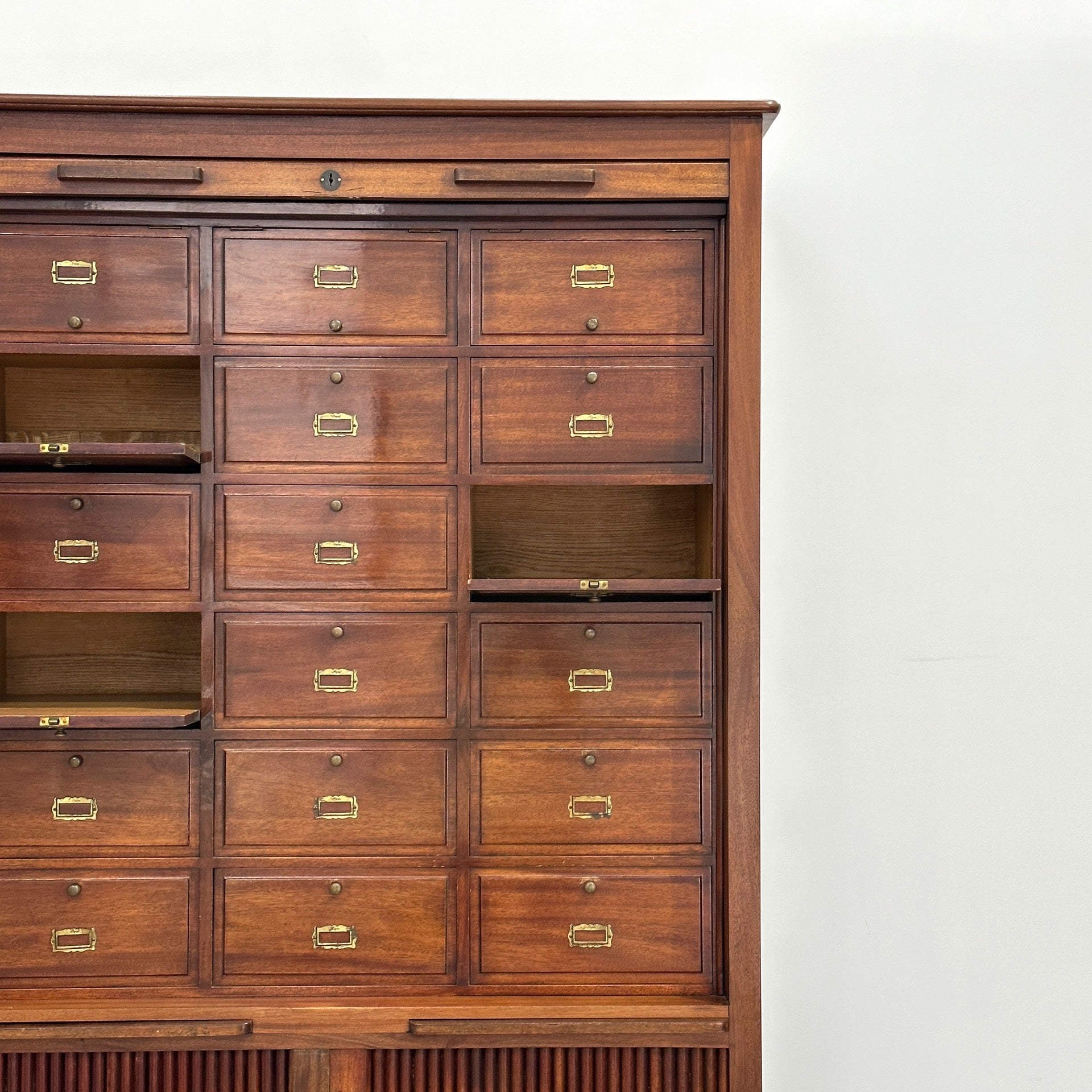 French Old File Cabinet: Louvered-Door Cabinet by Unknown Designer