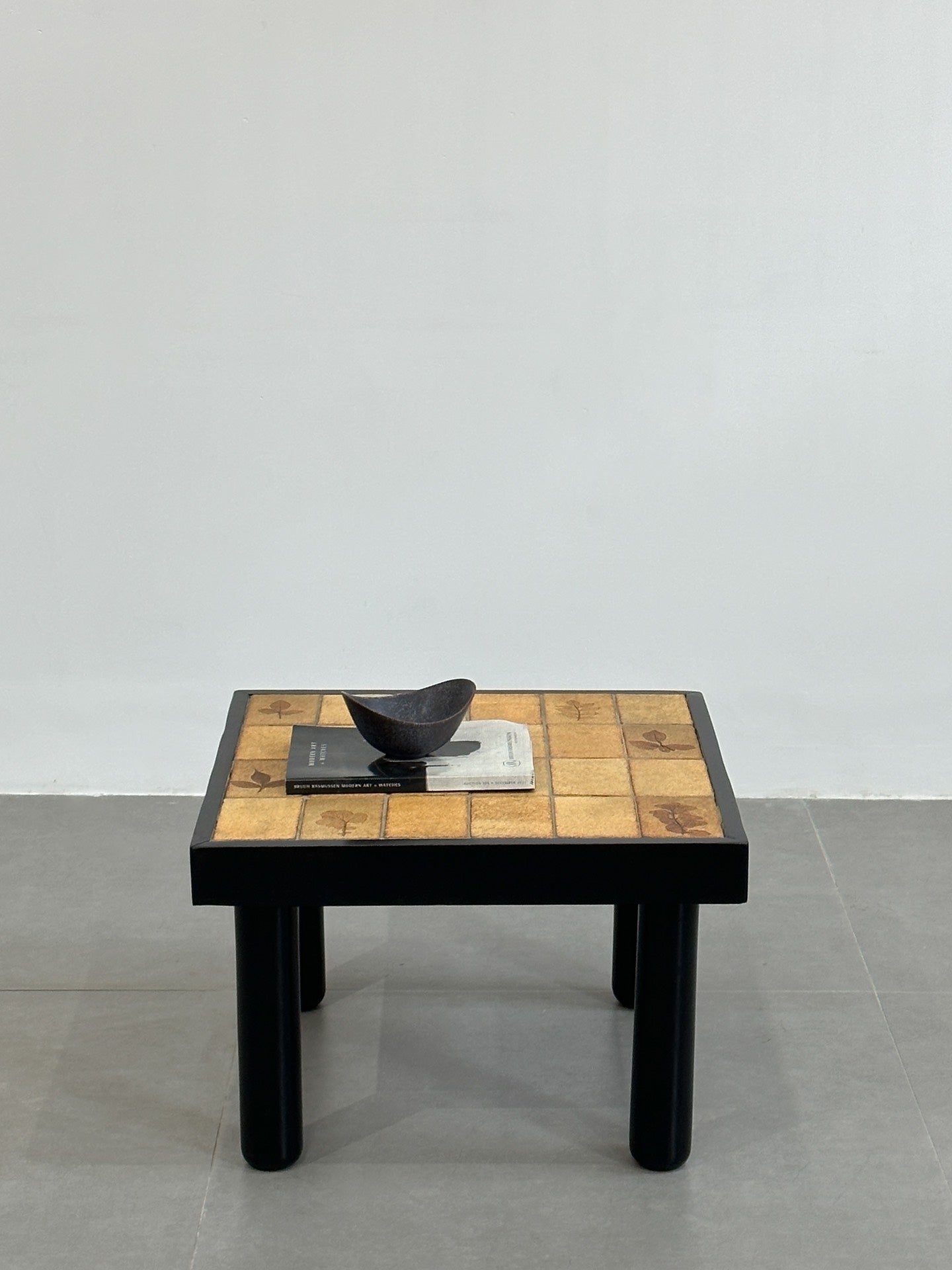 Vintage French Coffee Table with Leaf Motif Tiles by Unknown