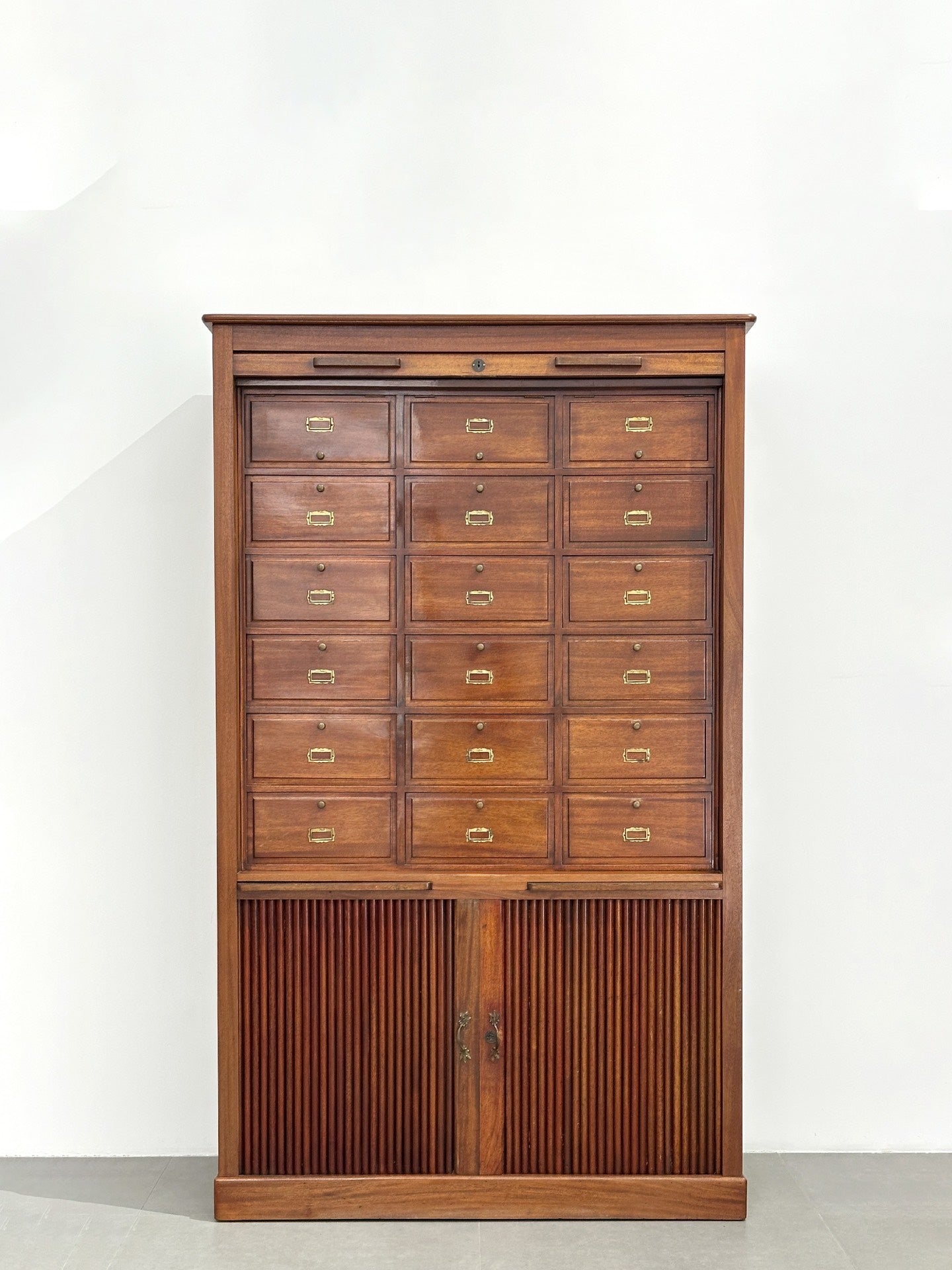 French Old File Cabinet: Louvered-Door Cabinet by Unknown Designer