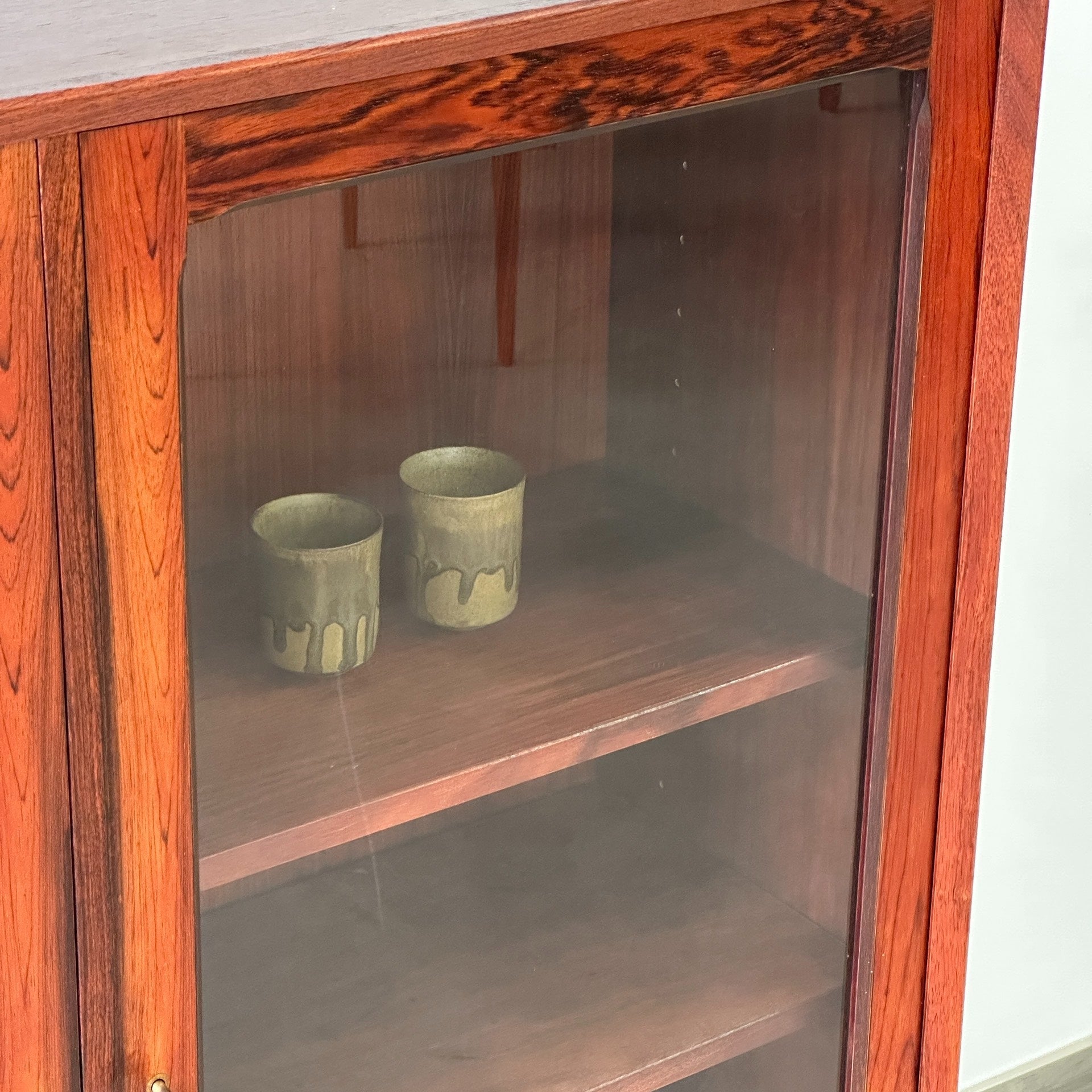 Danish Rosewood Glass Display Bookcase by Poul Hundevad