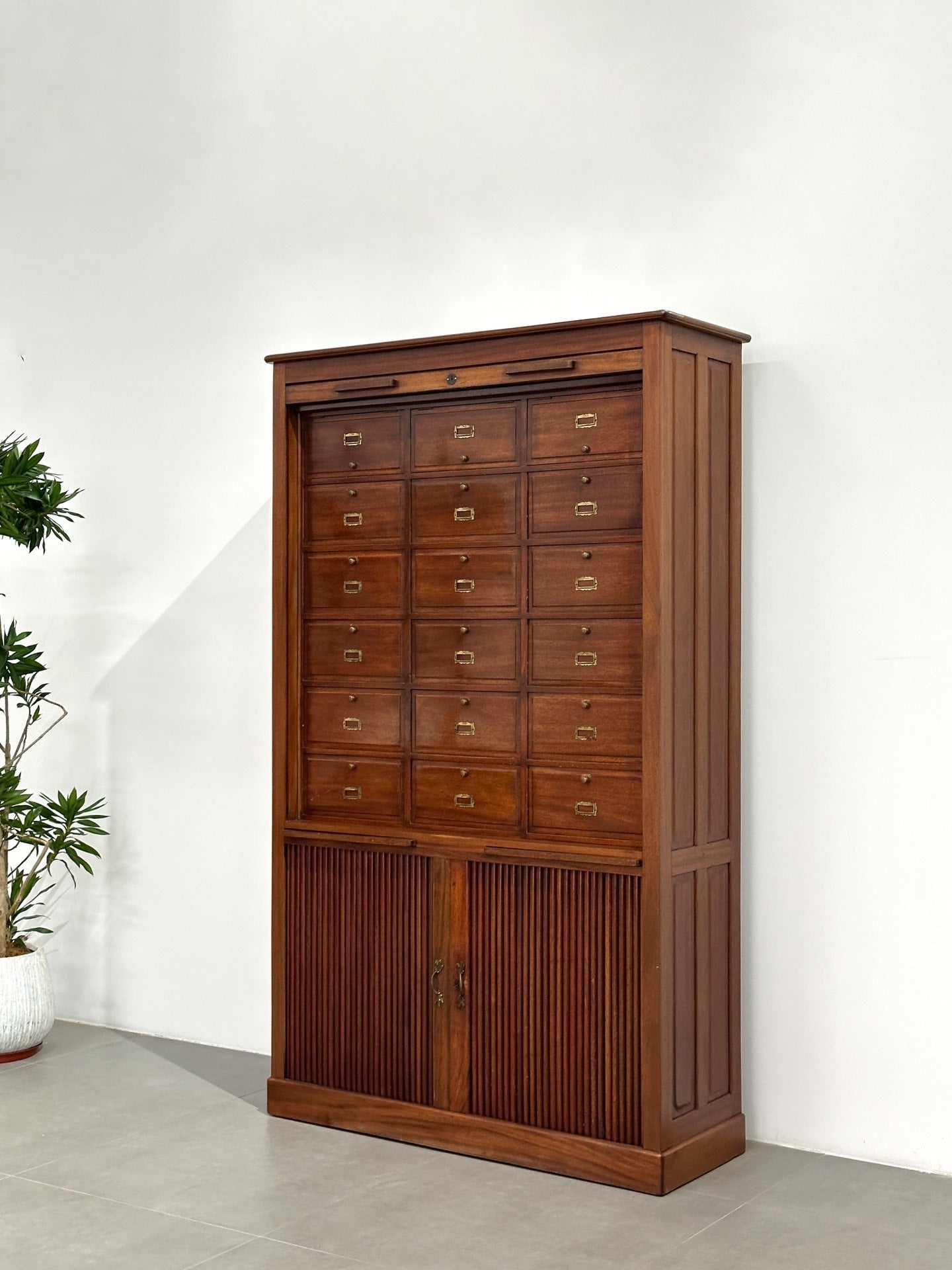 French Old File Cabinet: Louvered-Door Cabinet by Unknown Designer