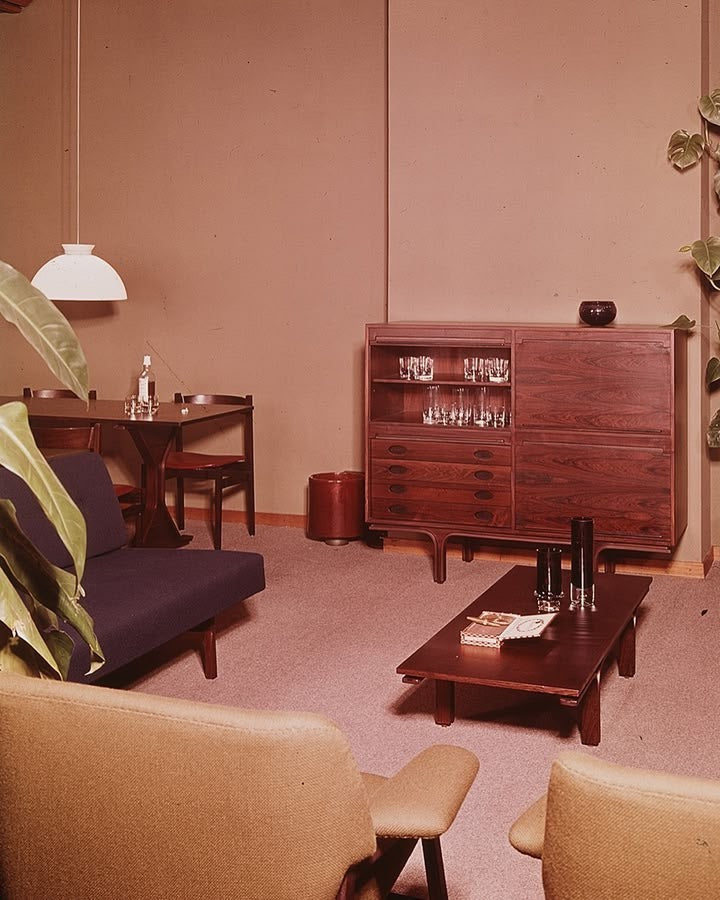 Designer Sideboard with Rosewood Roller Shutter Door by Gianfranco Frattini