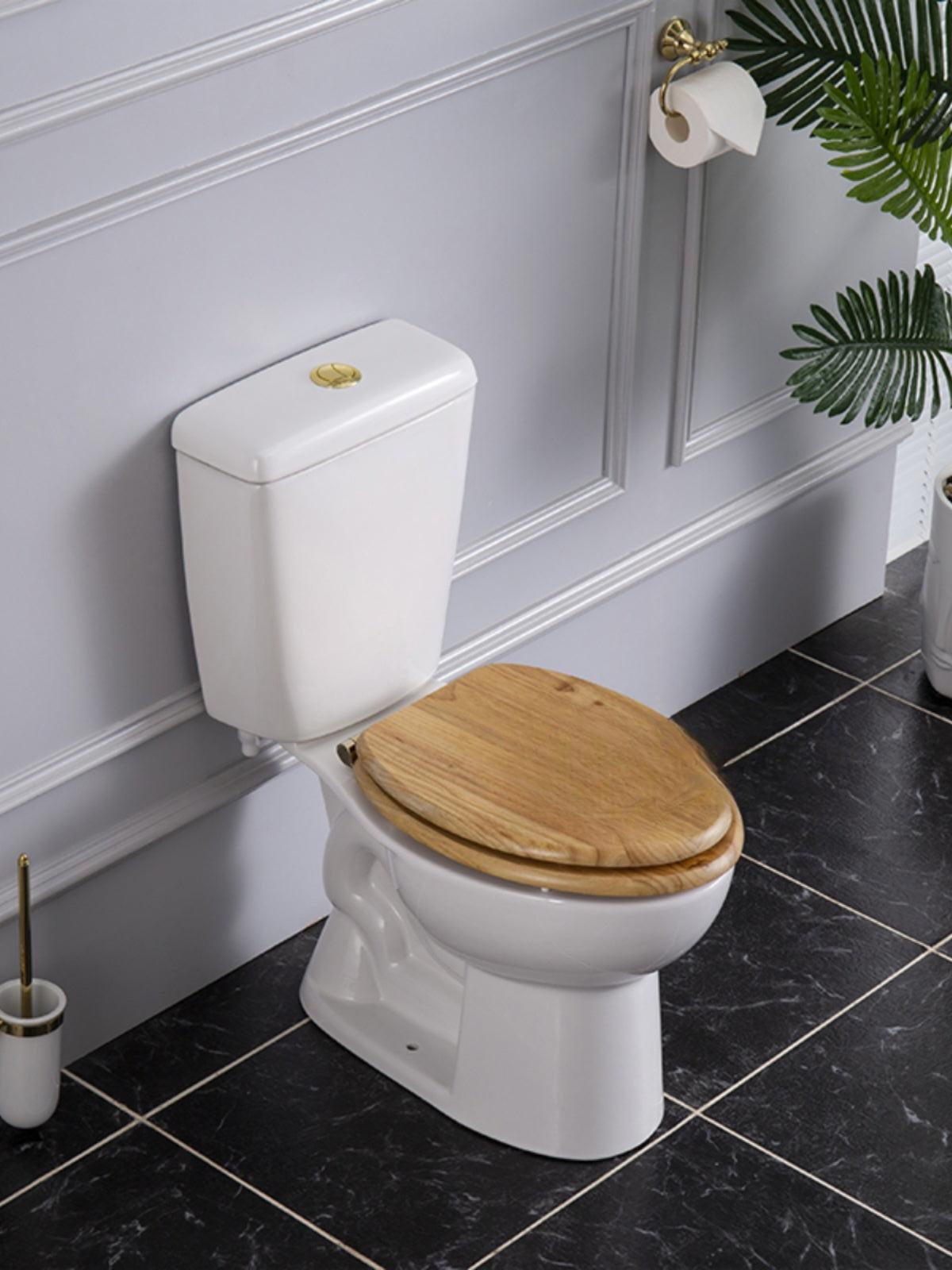 Milano Retro Siphon Split Toilet with Wood Cover