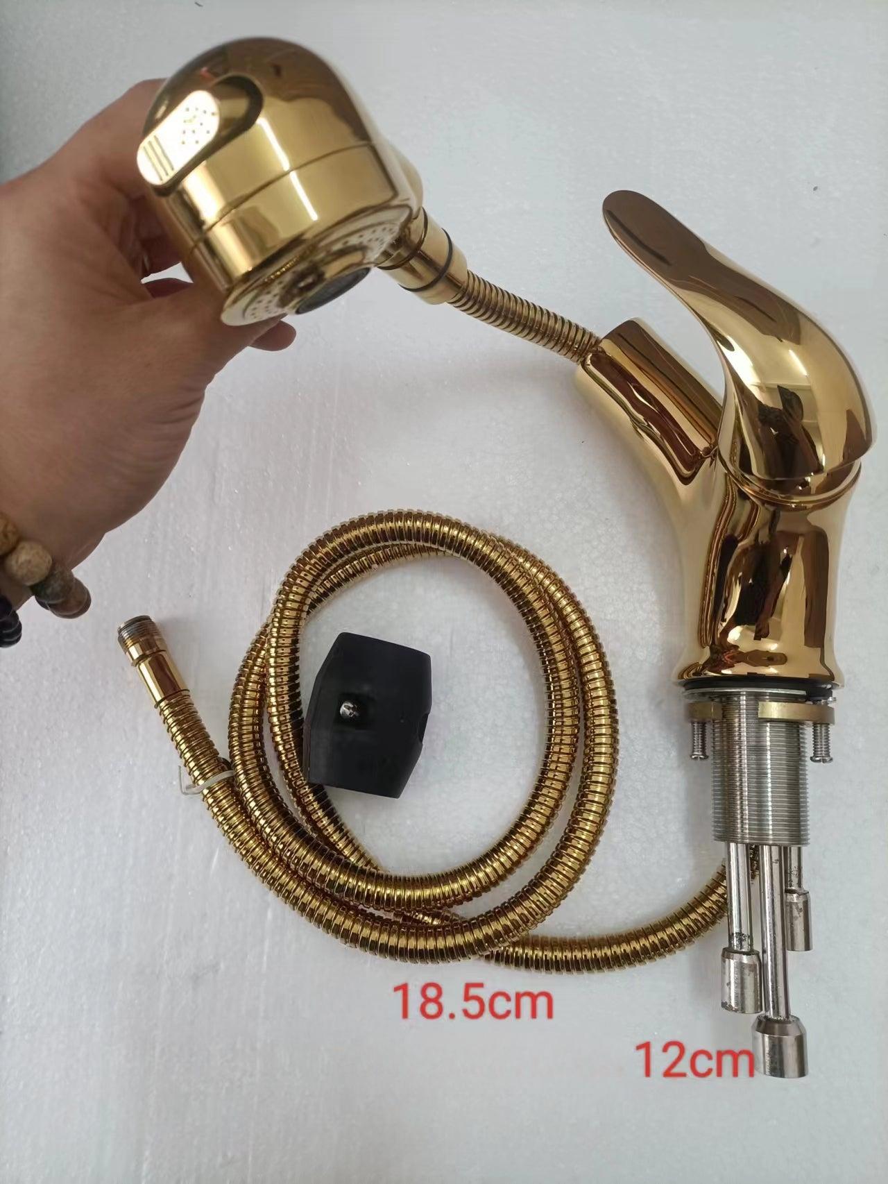 Vicenza Dietao Gold Bathroom Faucet with Red Zircon Inlay