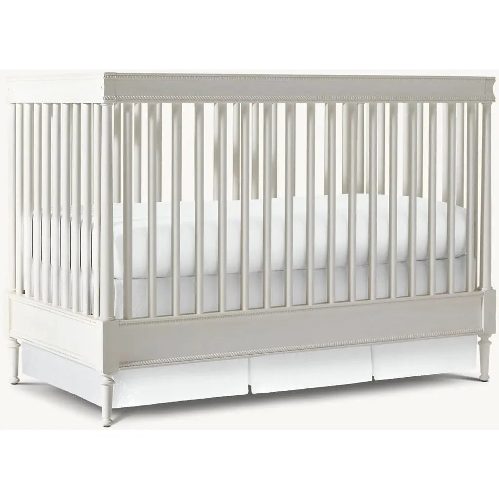 Handcrafted Mahogany Convertible Baby Crib, Vintage White, Durable Nursery Cot