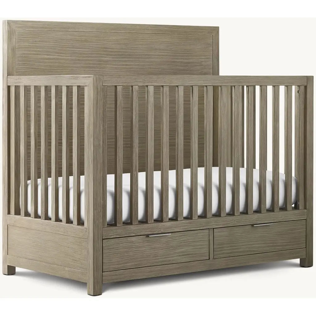 Premium Solid Teak Convertible Baby Crib with Storage Drawers Nursery Furniture