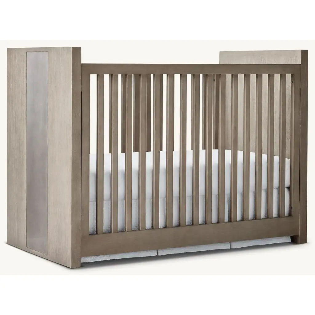 Premium Teak Wood Baby Crib with Mirrored Panel, Handcrafted Nursery Furniture