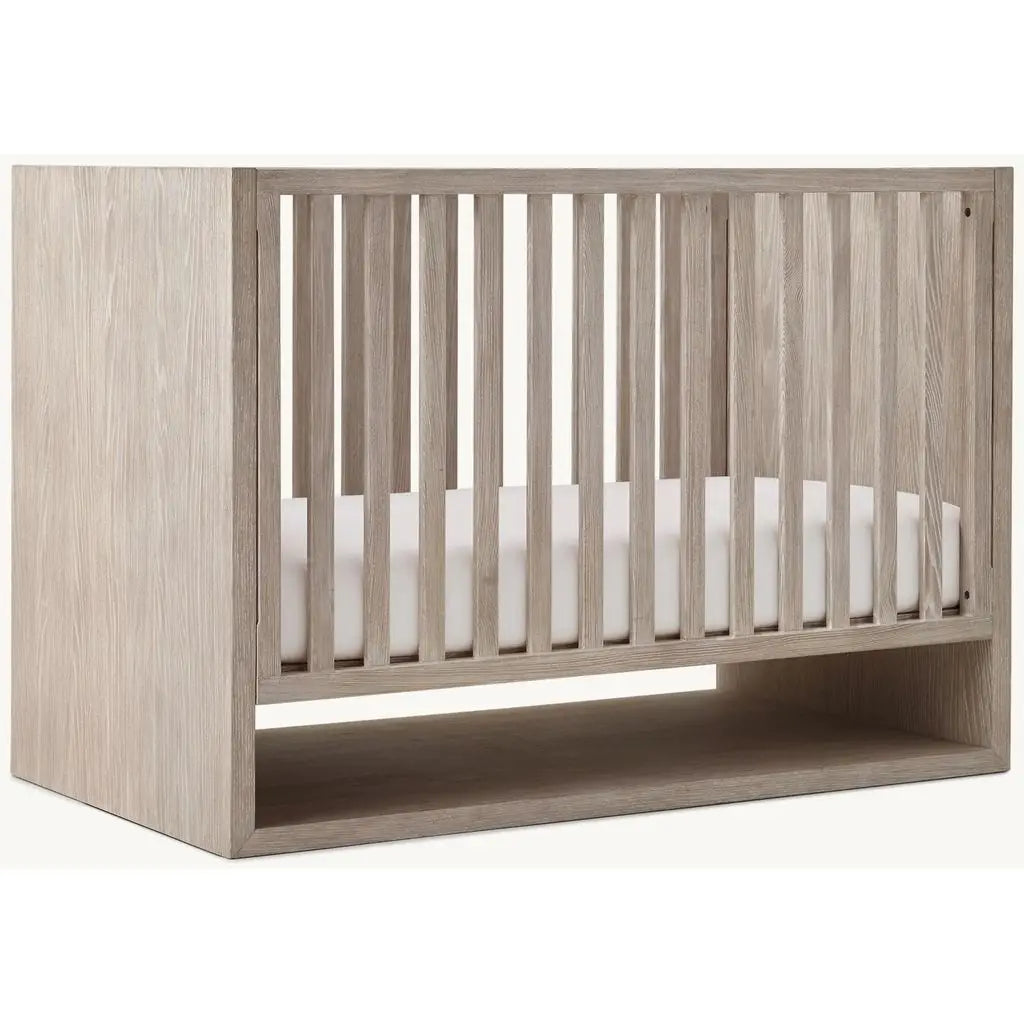 Premium Indonesian Teak Convertible Baby Crib Modern Weathered Grey Nursery Cot with Storage