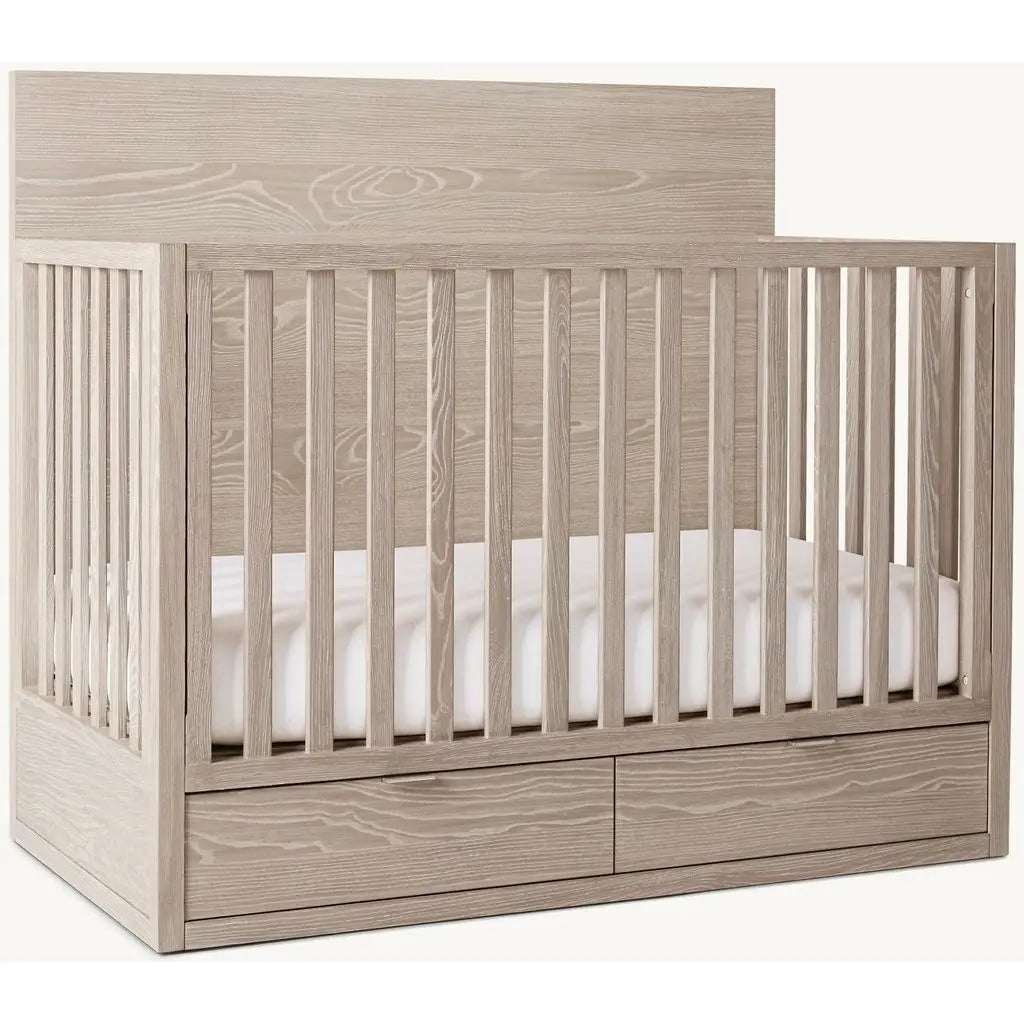 Premium Mahogany Convertible Baby Crib, Storage Drawers, Durable Nursery Furniture