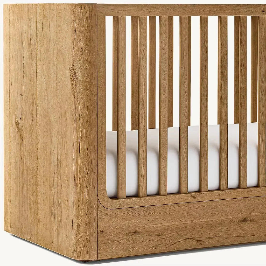 Premium Solid Teak Wood Baby Crib - Durable Modern Infant Cot