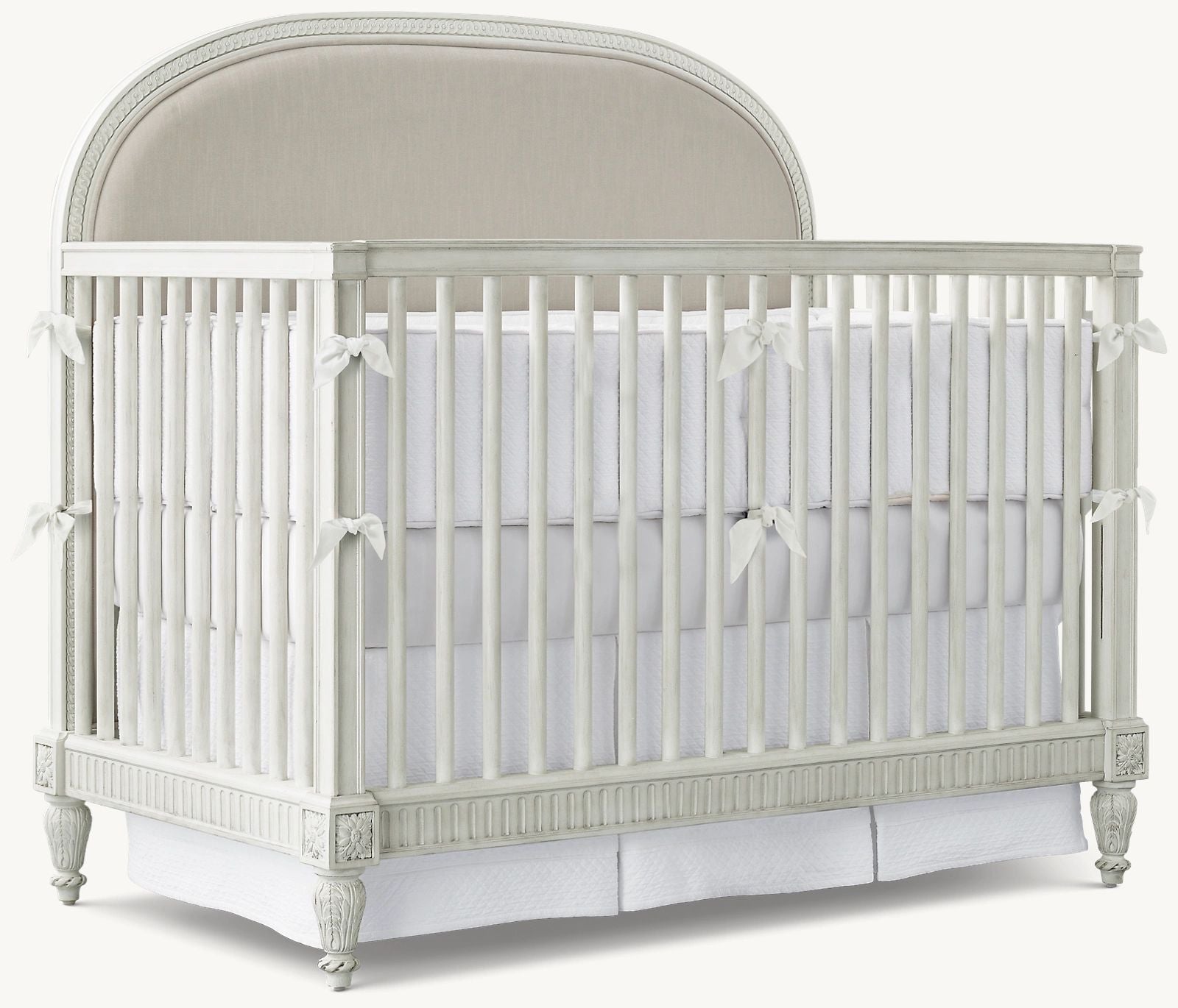 Luxurious Handcrafted French Style Mahogany Baby Crib with Upholstered Headboard