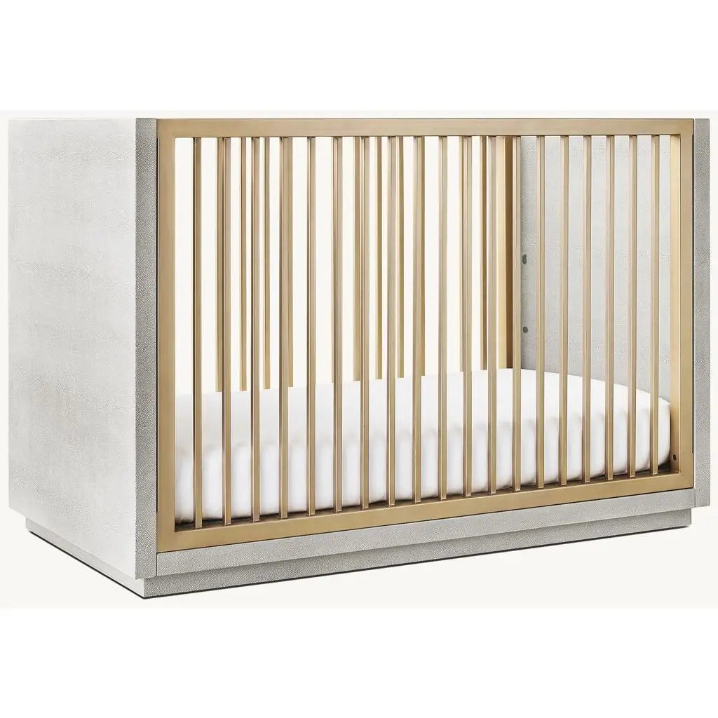 Luxury Convertible Baby Crib: Premium Mahogany Wood, Gold Frame Nursery Furniture