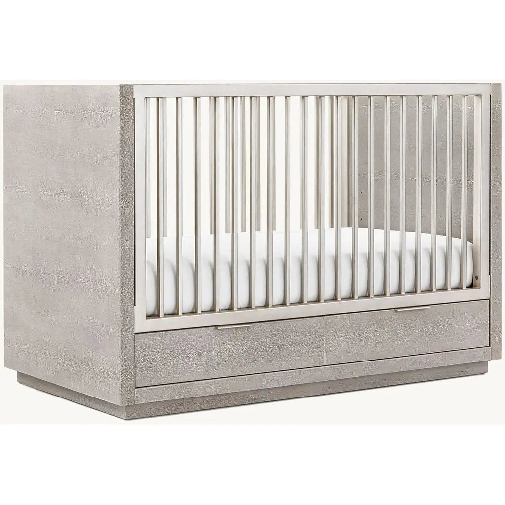 Luxury Transitional Baby Crib, Integrated Drawers, Premium Mahogany Wood Nursery Furniture