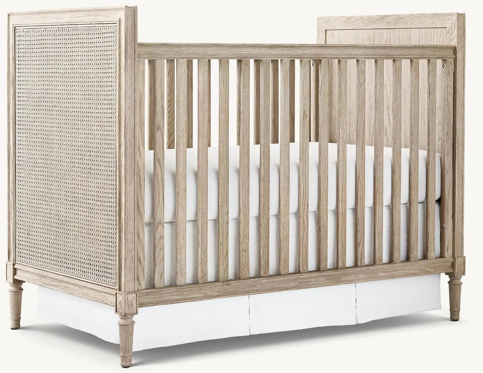 Artisanal Teak Wood Baby Crib: Hand-Woven Cane, Durable Nursery Cot