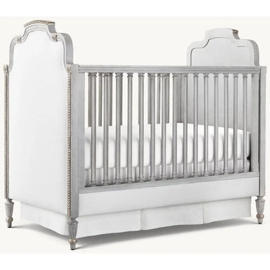Premium Mahogany Convertible Baby Crib, French Style Upholstered Nursery Cot