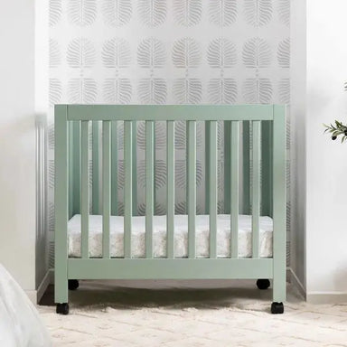 Eco-Friendly Convertible Baby Toddler Crib Bed, Solid Mahogany Wood, Mint Green