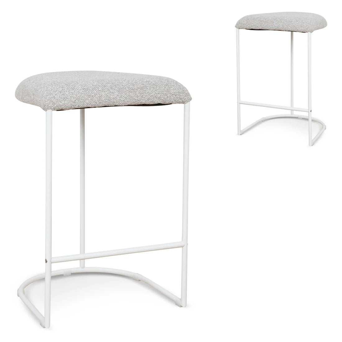 65cm White Bar Stool - Clay Grey (Set of 2)