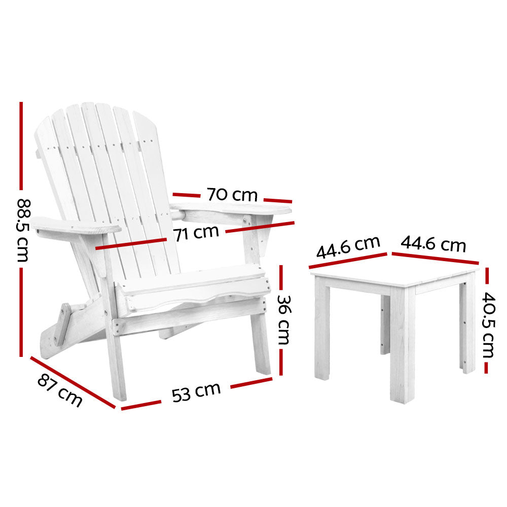 Gardeon 3PC Adirondack Outdoor Table and Chairs