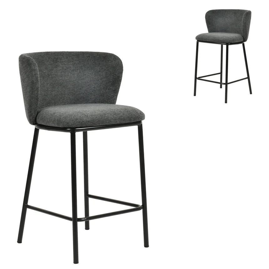 Flossie 65cm Bar Stool - Charcoal Grey (Set of 2)
