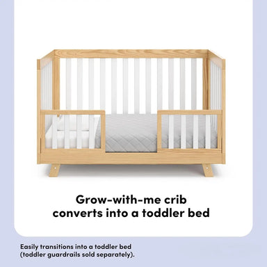 Convertible Natural White Slats Baby Crib Toddler Bed Daybed with Mattress