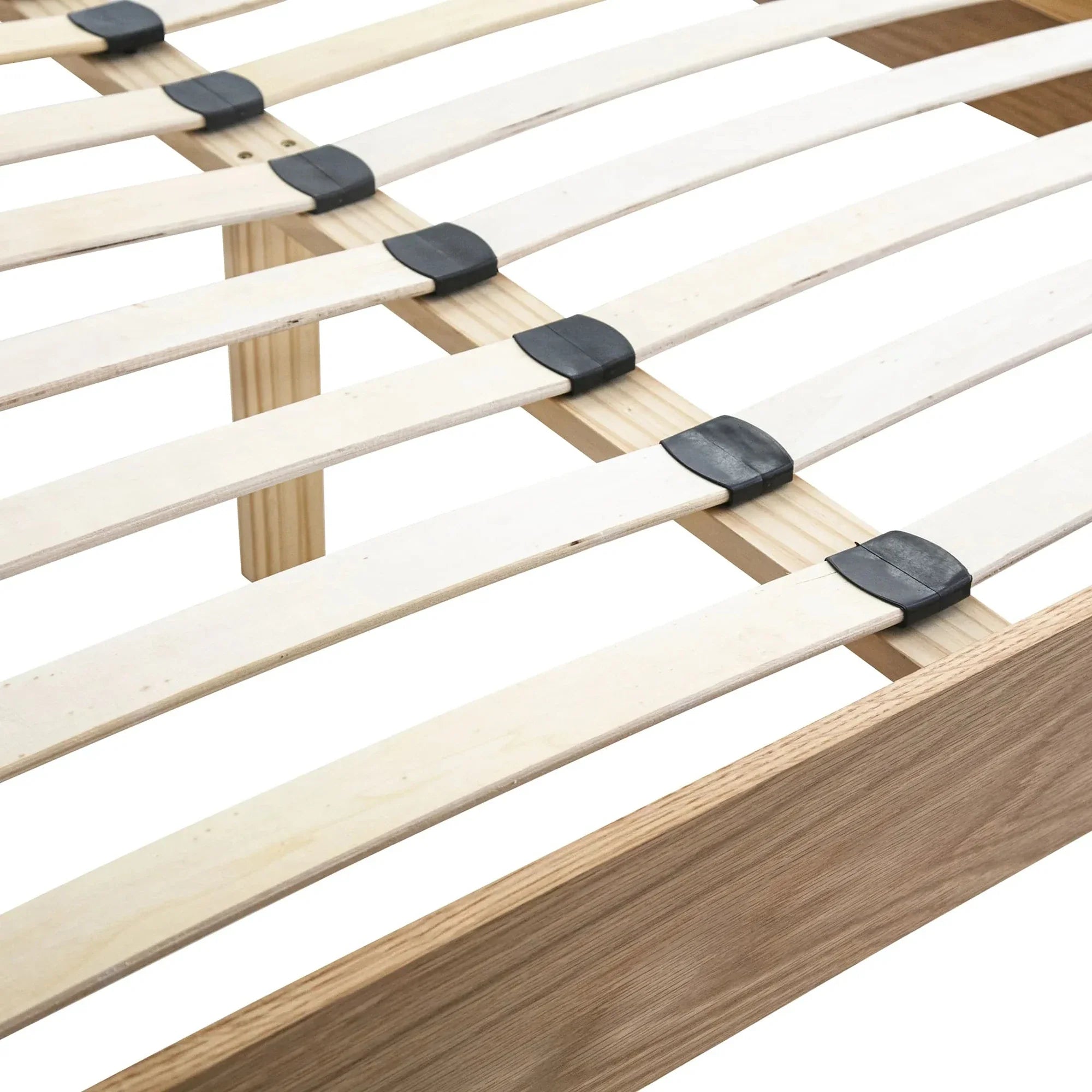 Luxury Fluted Barrel Solid Oak Wood Queen Bed Frame Modern Design