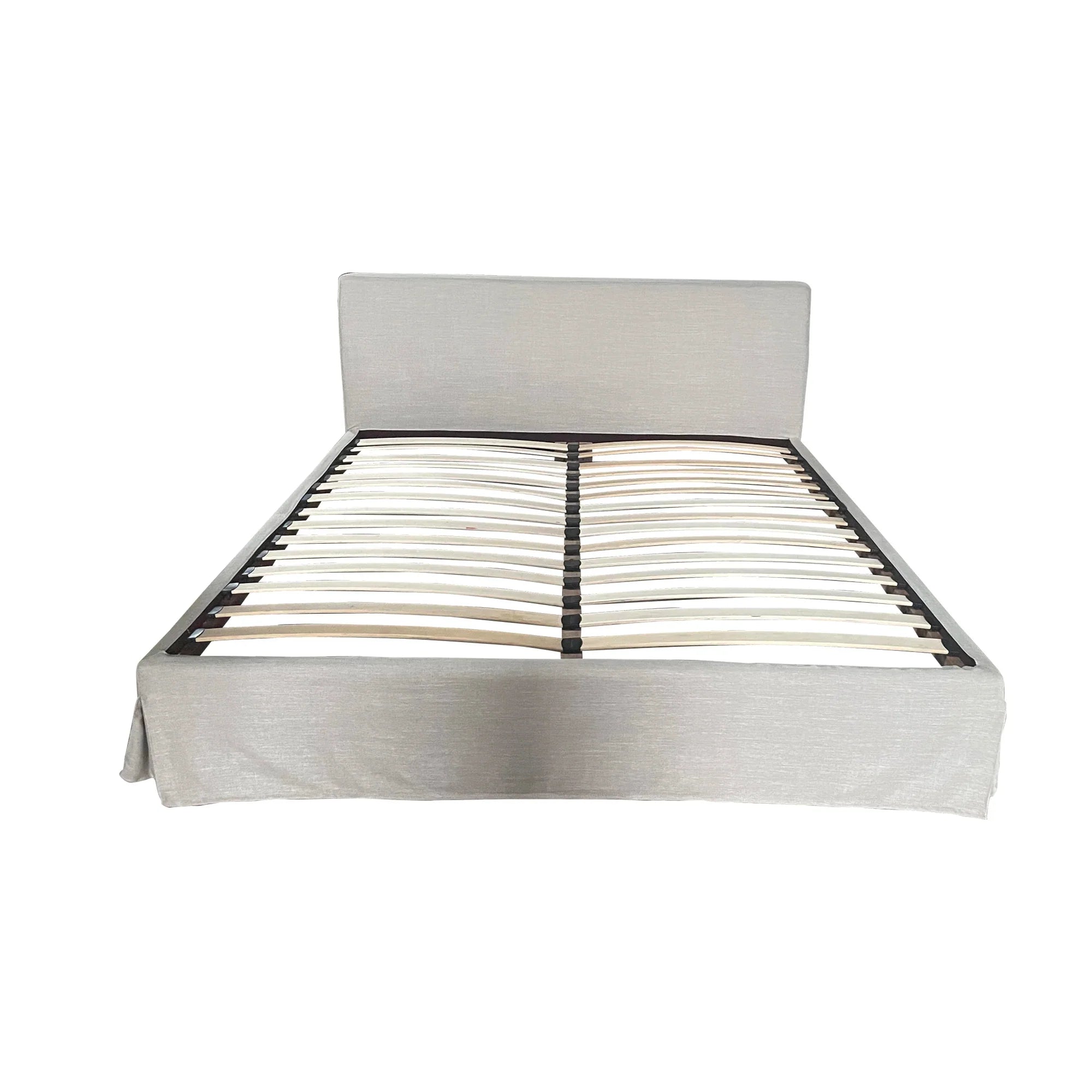 Luxury Queen Size Linen Upholstered Solid Oak Wood Bed Frame Modern Design