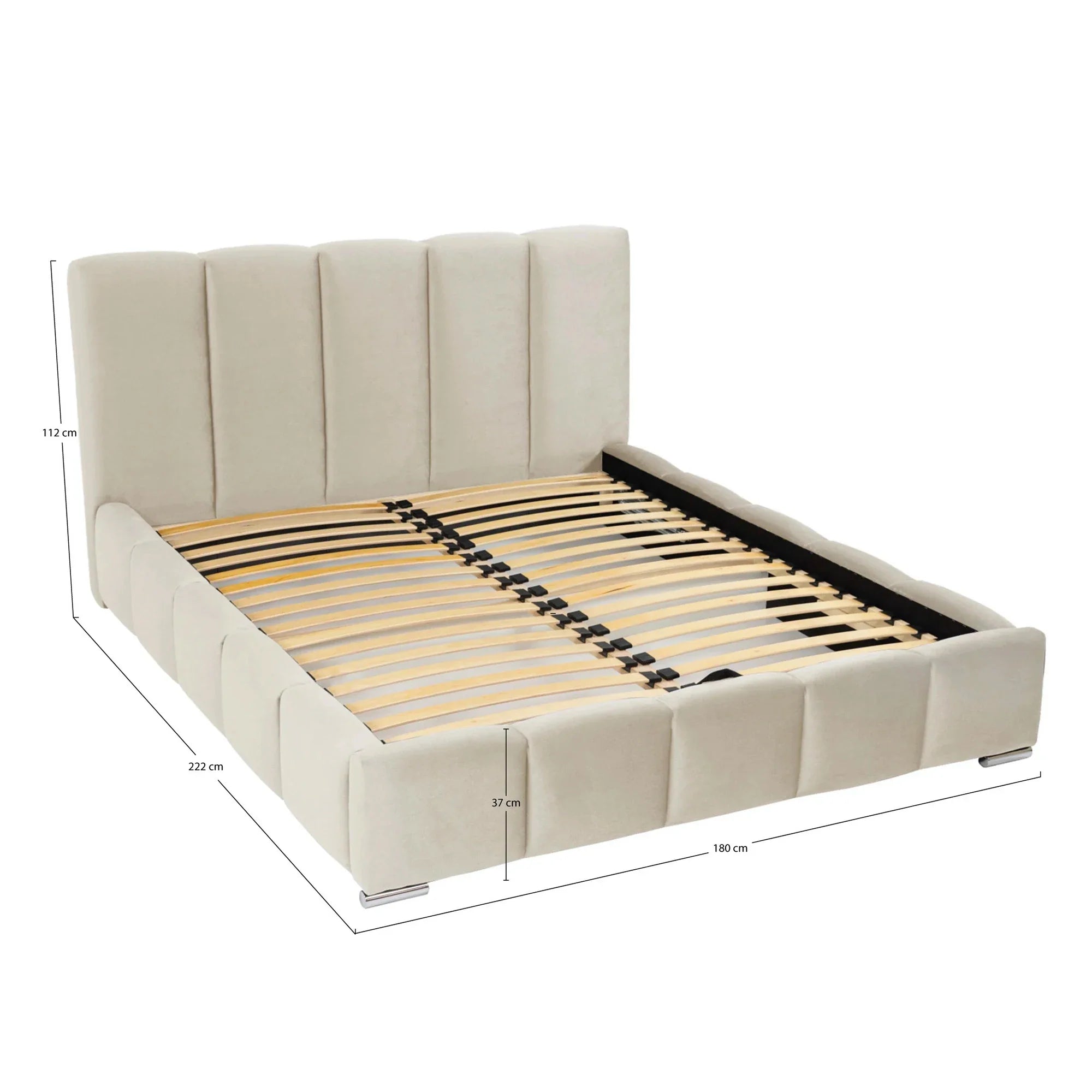 Modern Velvet Upholstered King Size Bed Frame, Solid Oak Wood Construction