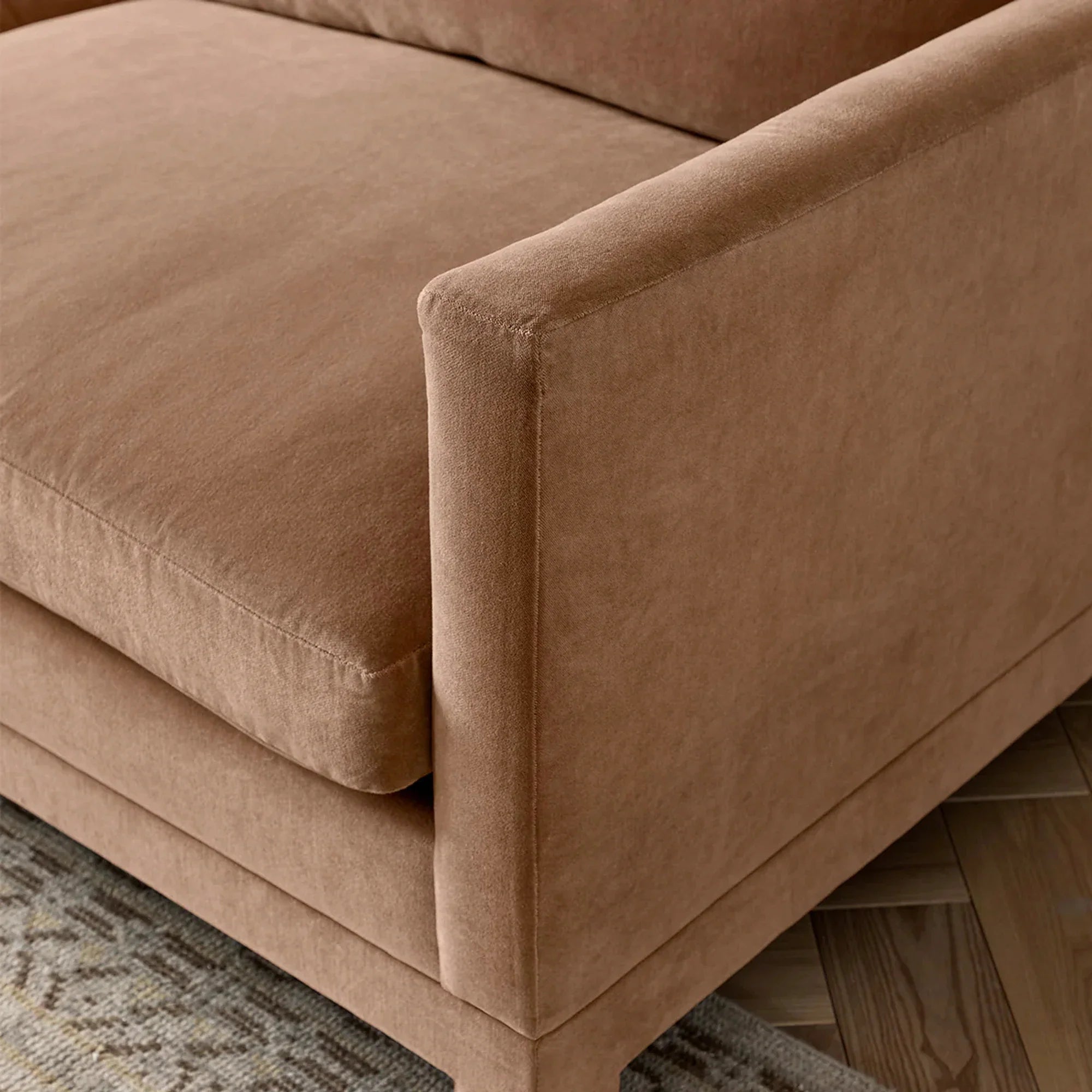 85-inch Modern Velvet Sofa Couch, Wood Design, Leisure Living Room Furniture