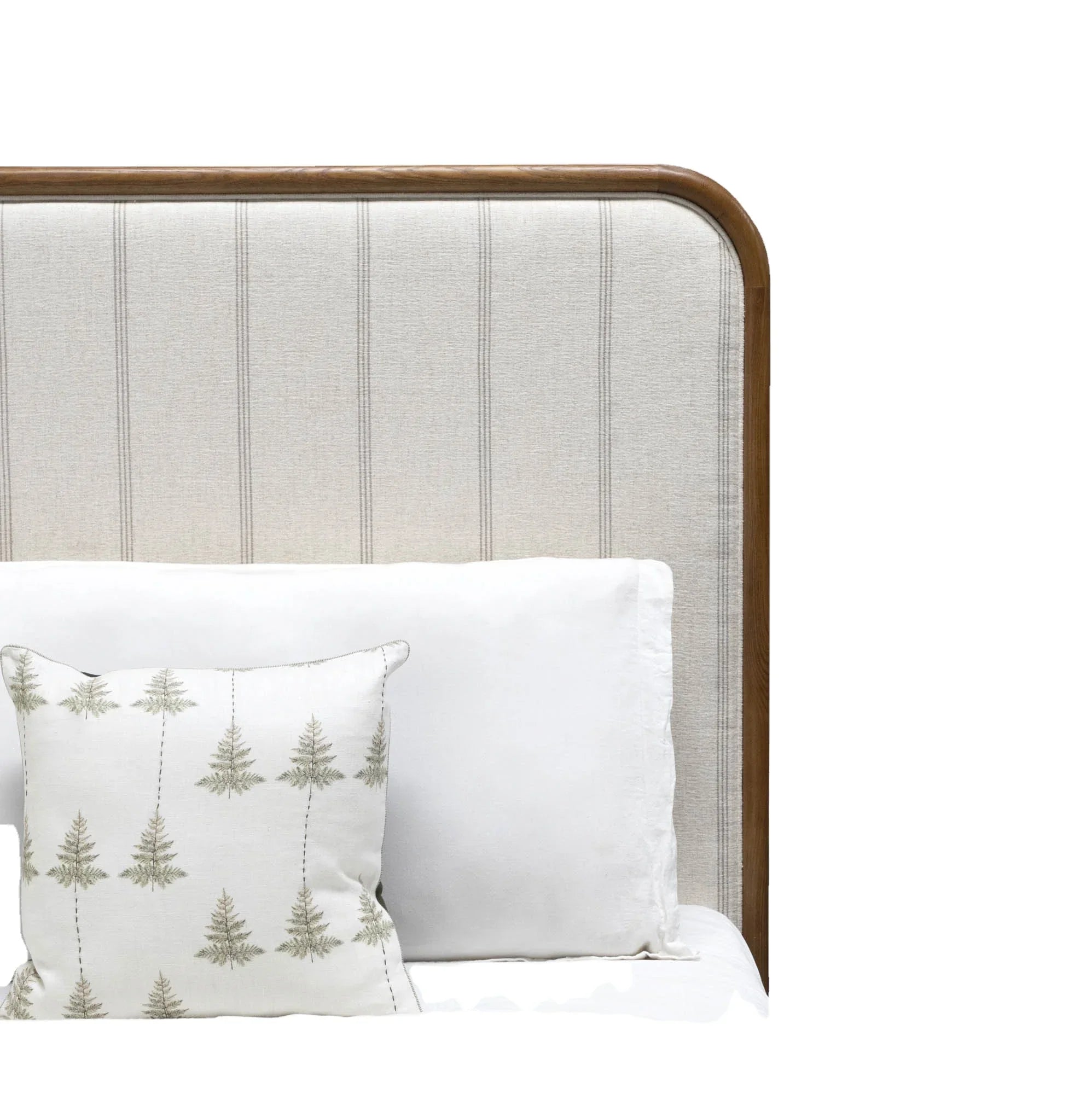 Luxurious King Size Linen Upholstered Bed Frame with Storage, Handcrafted Solid Oak