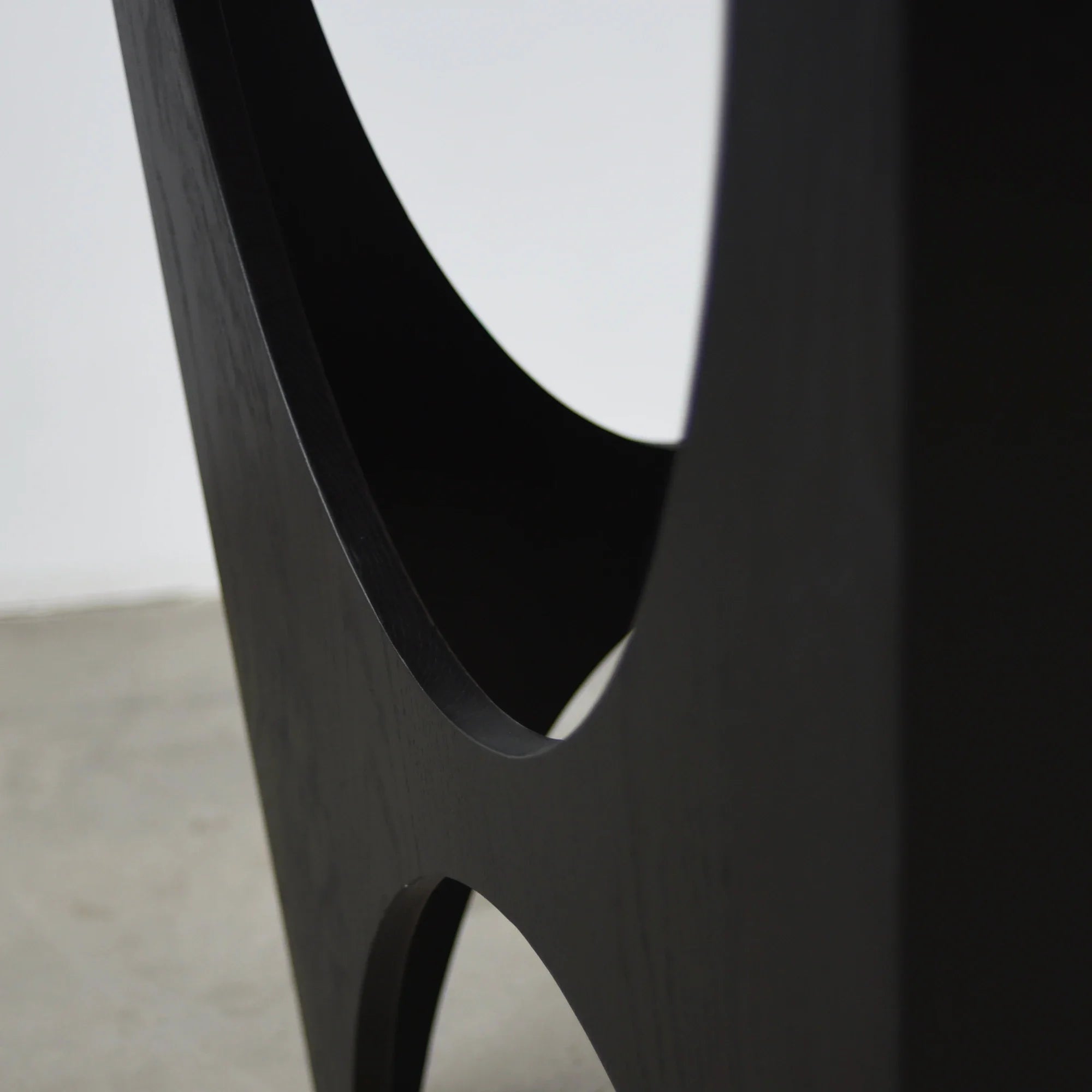 Sleek Modern Round Black Oak Wood Dining Table for 4