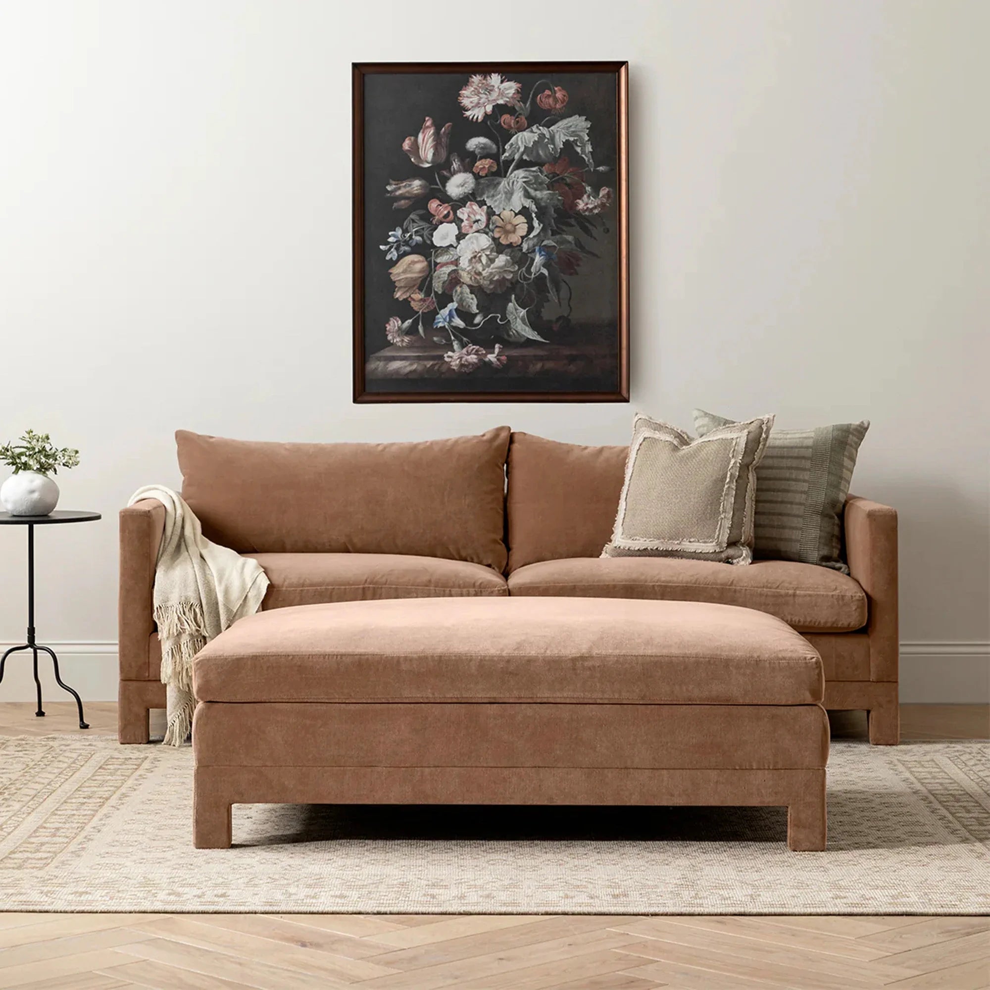 85-inch Modern Velvet Sofa Couch, Wood Design, Leisure Living Room Furniture