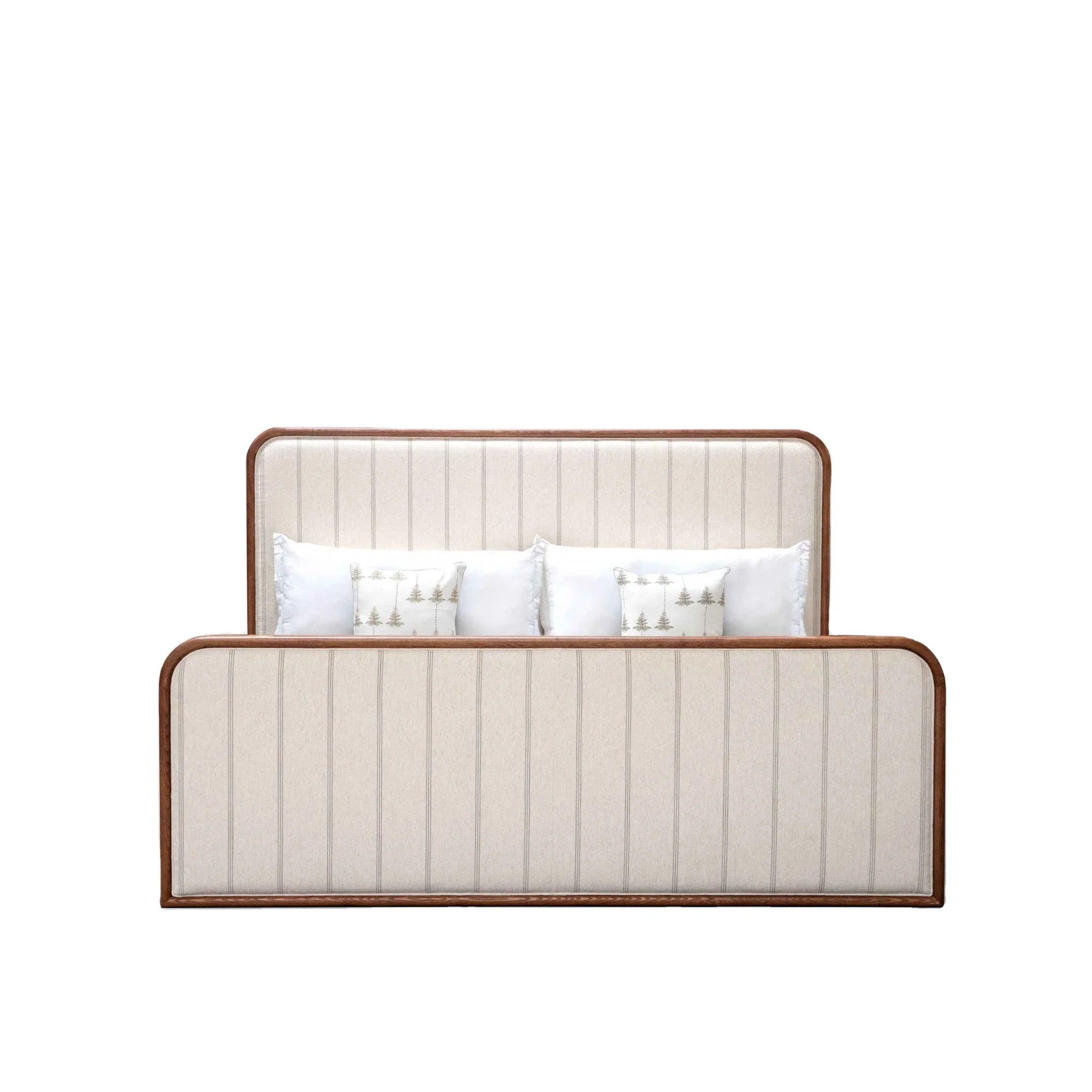 Luxurious King Size Linen Upholstered Bed Frame with Storage, Handcrafted Solid Oak