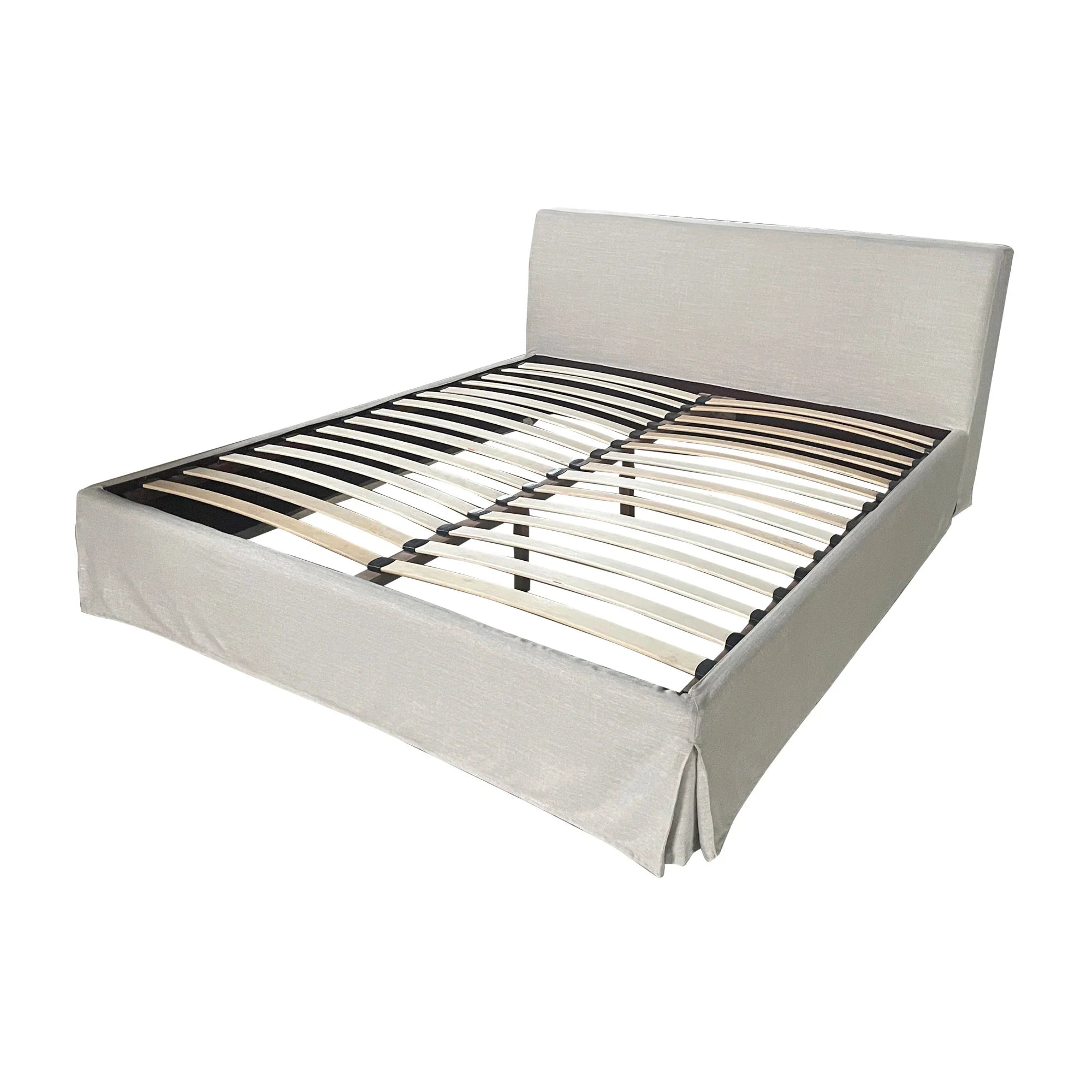 Luxury Queen Size Linen Upholstered Solid Oak Wood Bed Frame Modern Design