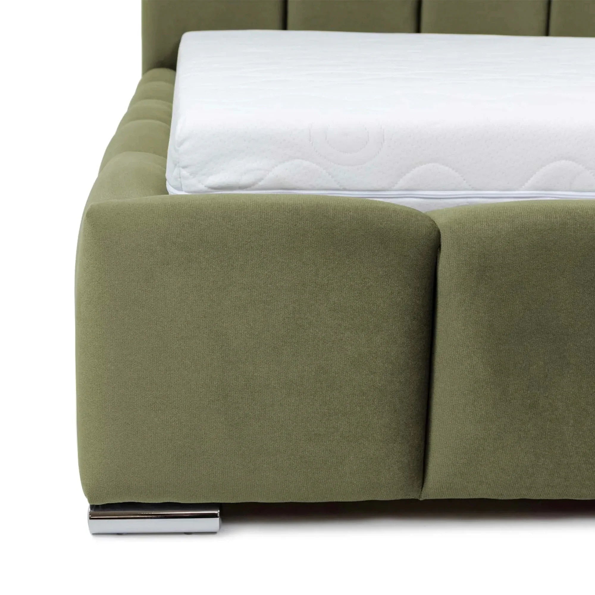 Modern Velvet Upholstered King Size Bed Frame, Solid Oak Wood Construction