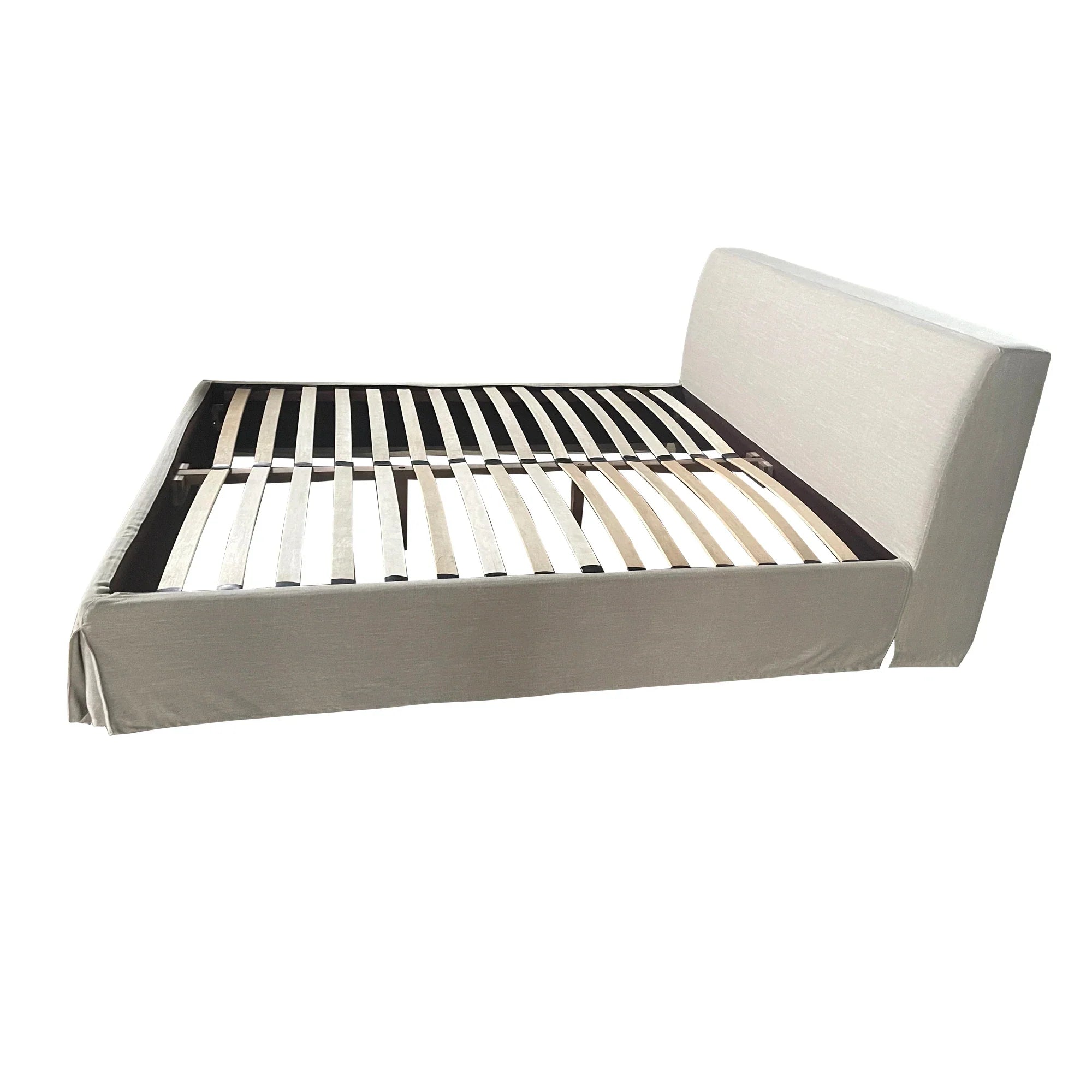 Luxury Queen Size Linen Upholstered Solid Oak Wood Bed Frame Modern Design