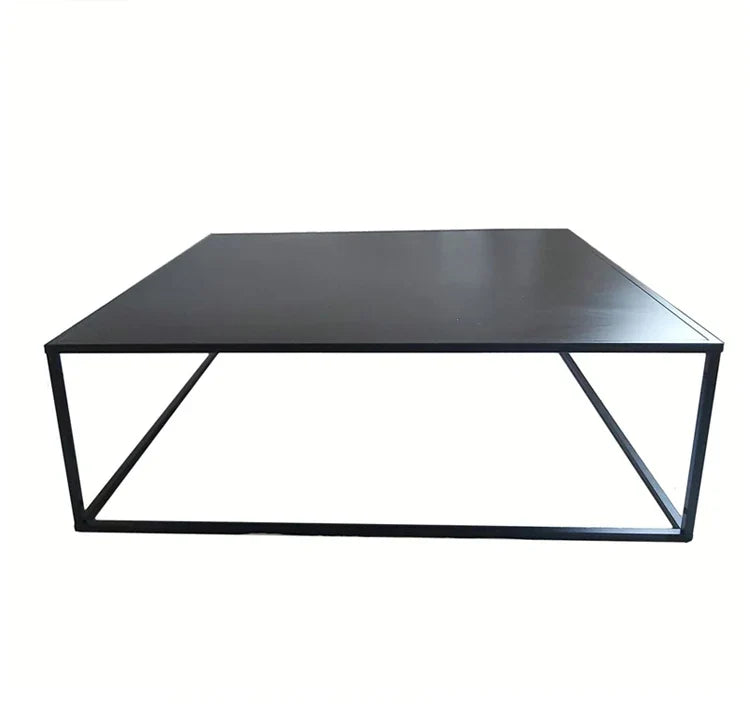 Sleek Modern Black Metal Square Coffee Table for Stylish Living Rooms