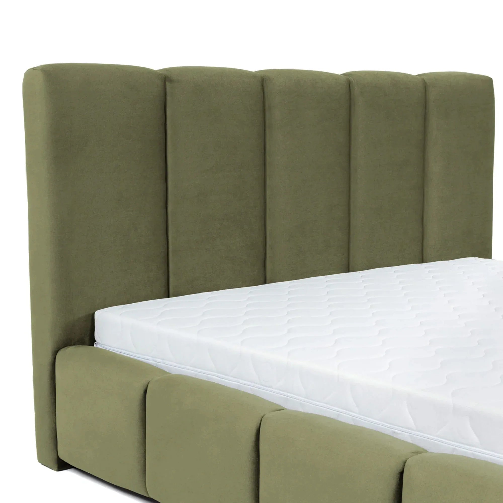 Modern Velvet Upholstered King Size Bed Frame, Solid Oak Wood Construction