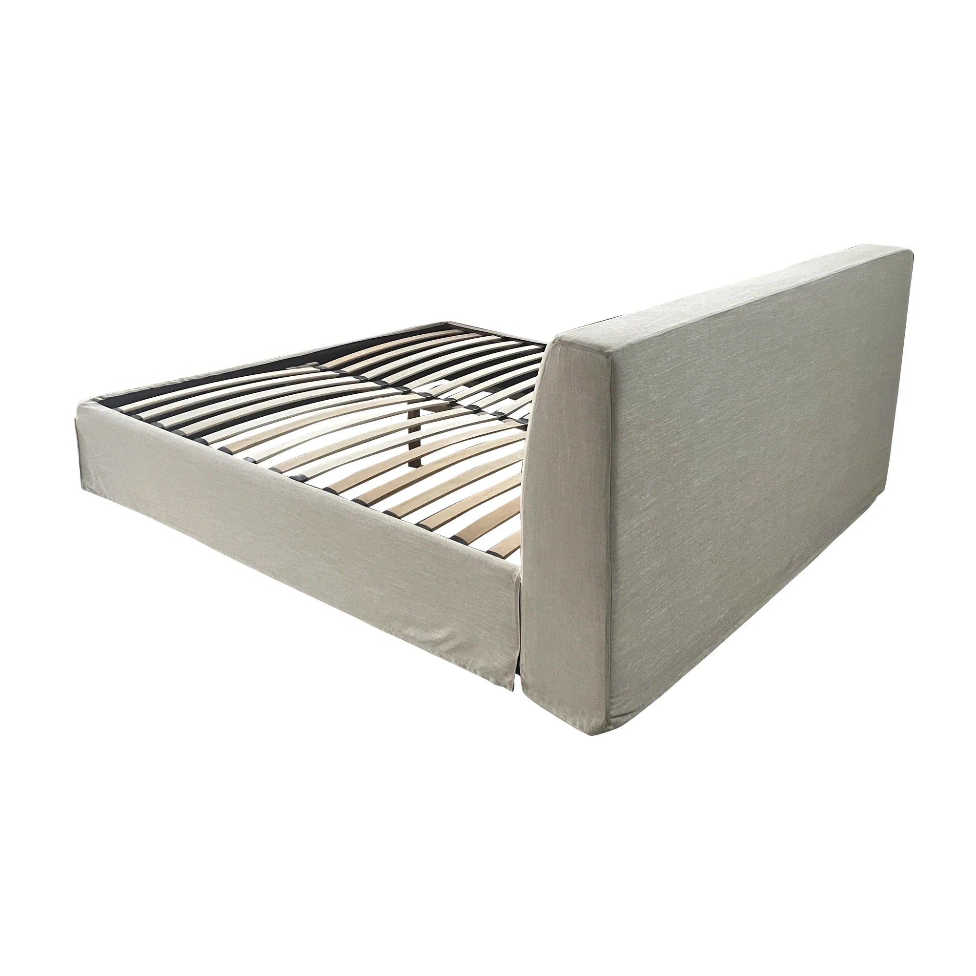 Luxury Queen Size Linen Upholstered Solid Oak Wood Bed Frame Modern Design