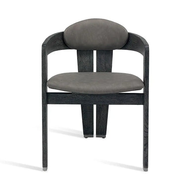 Stylish Nordic Black Oak Wood Accent Dining Chair with Comfortable Arms