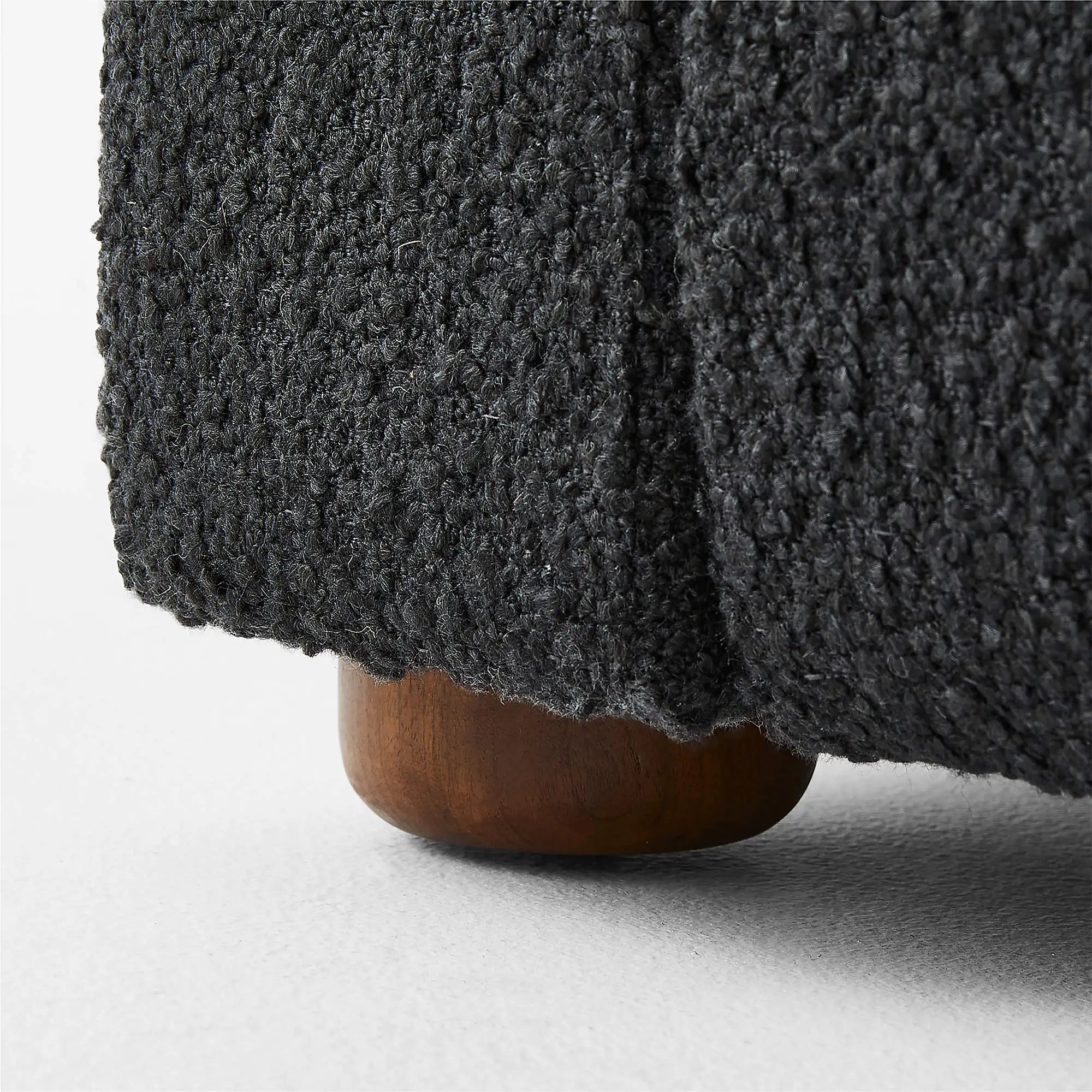 Luxurious Black Boucle Upholstered Solid Oak Wood King Size Bed Frame