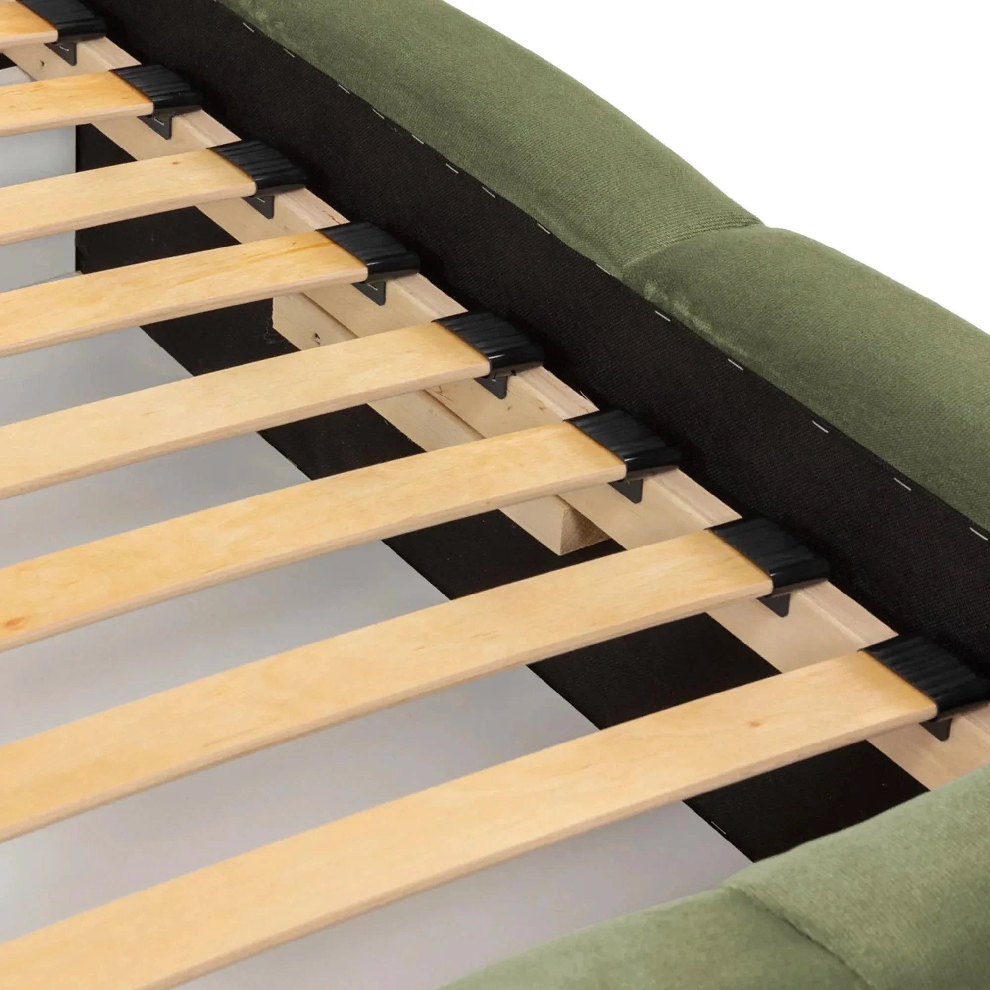 Modern Velvet Upholstered King Size Bed Frame, Solid Oak Wood Construction