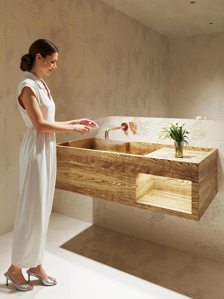 Millie Red Cave Stone Wall-Mounted Basin