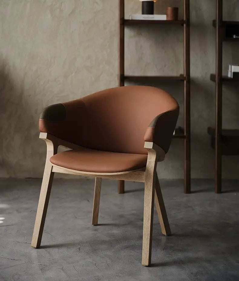 Achille Oak Wood Dining Chair, Soft Cushion